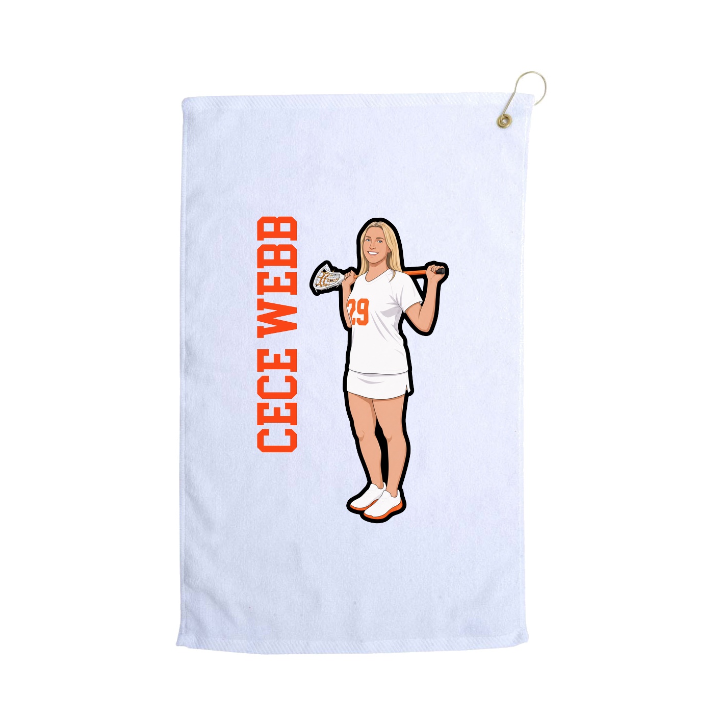 Golf Towel — Name Vertical in White