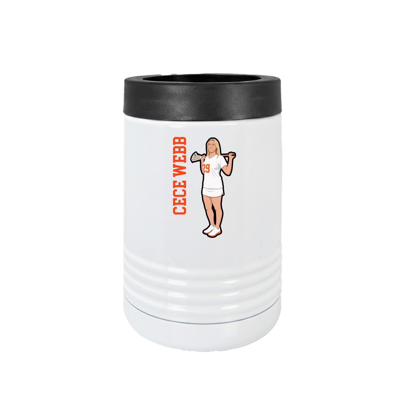 Beverage Holder — Name Vertical in White