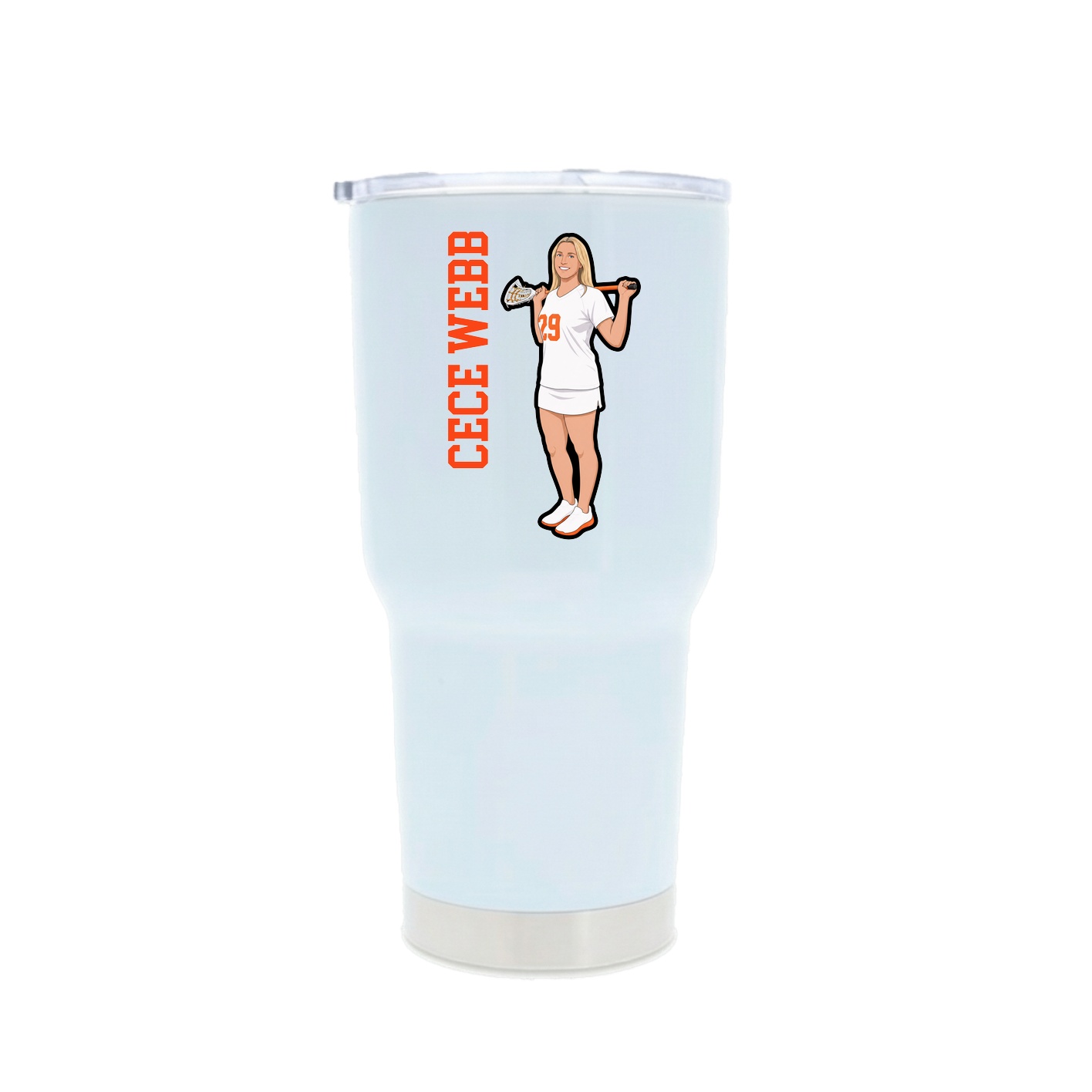 30oz Stainless Steel Tumbler — Name Vertical in White