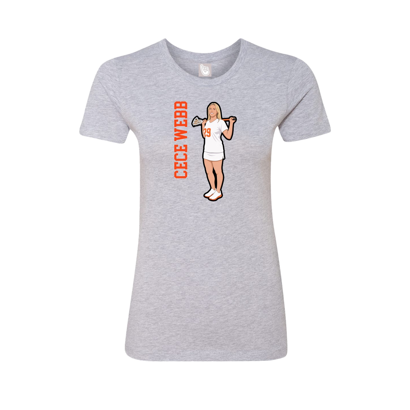 Fitted Women's Tee — Name Vertical in Grey