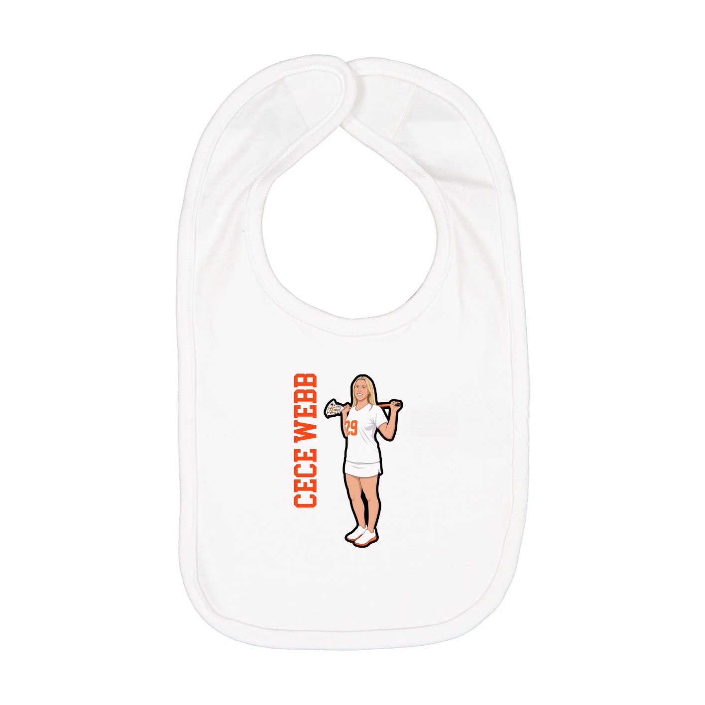Infant Bib — Name Vertical in White