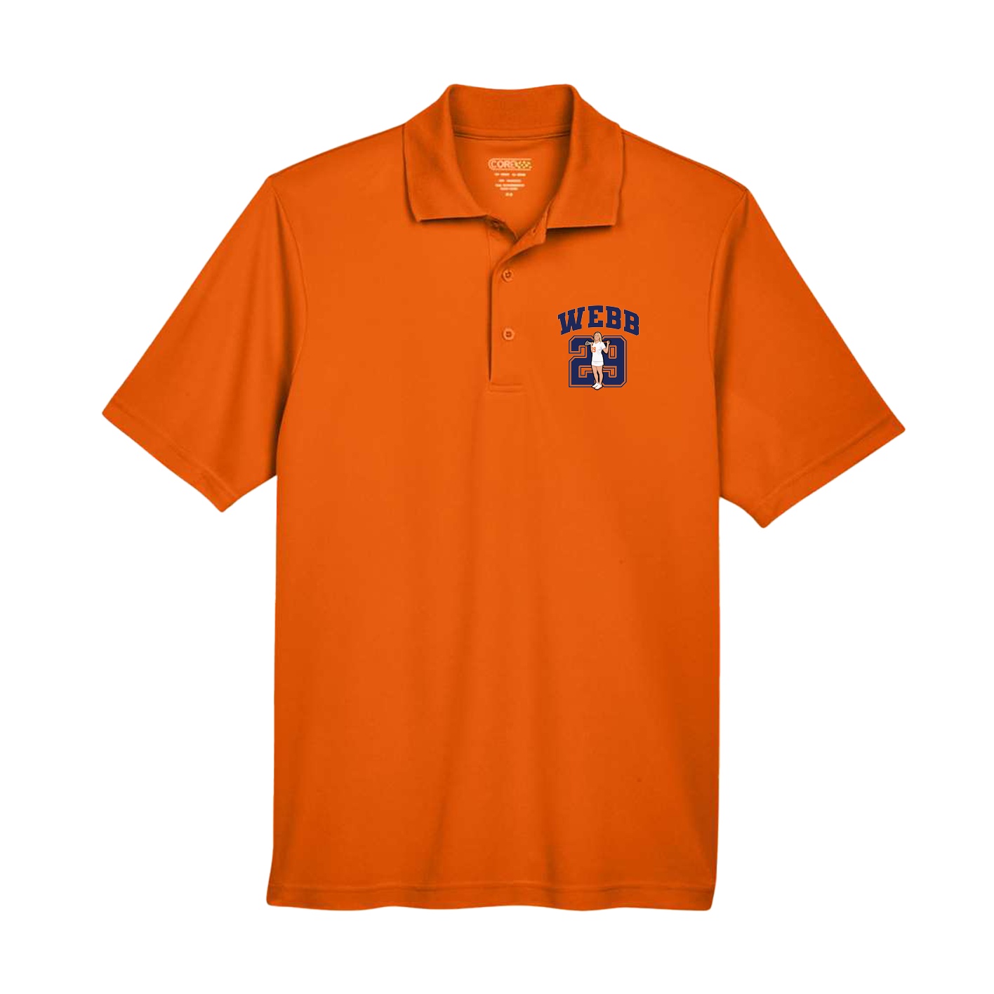 Performance Polo — Number in Orange