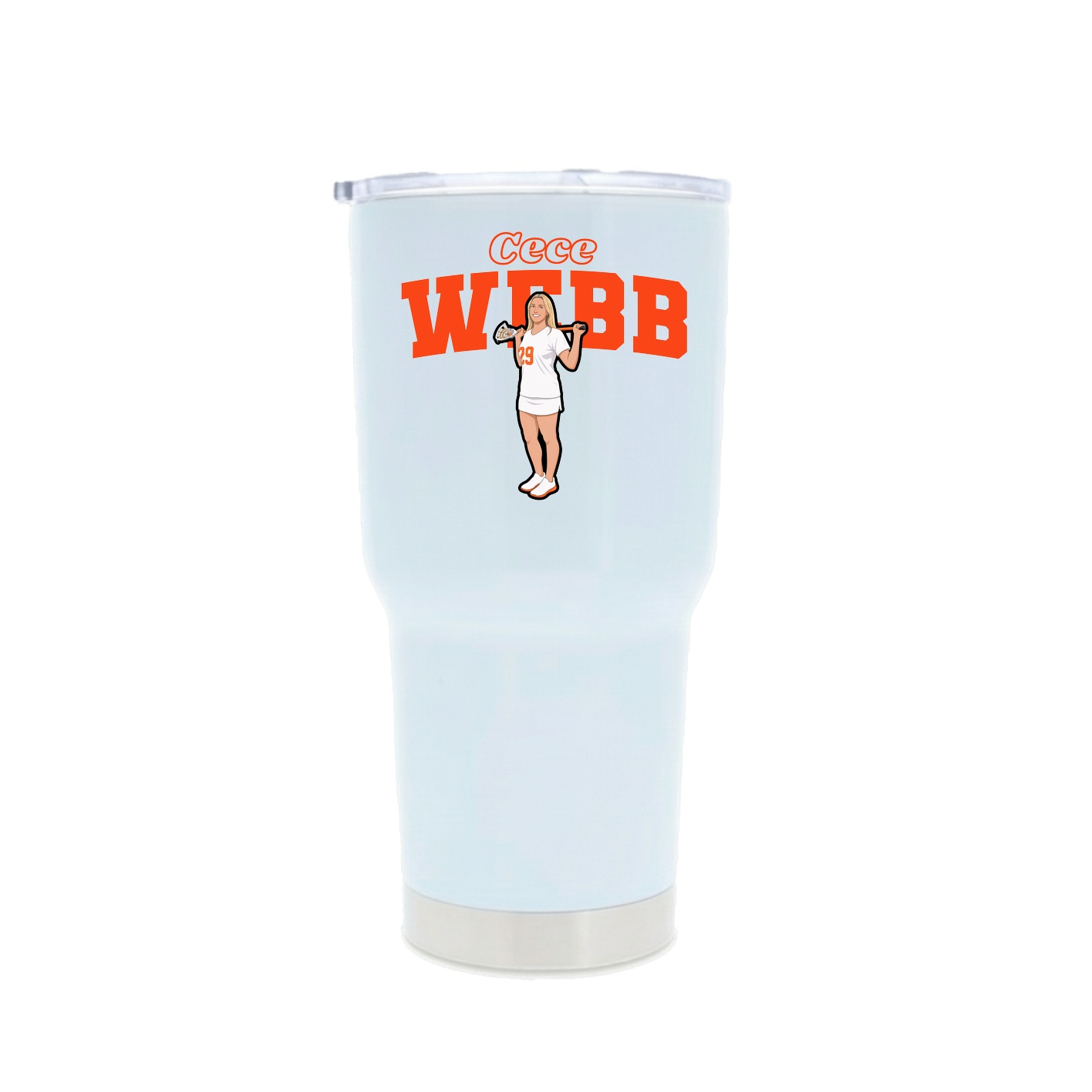 30oz Stainless Steel Tumbler — Name Arch in White