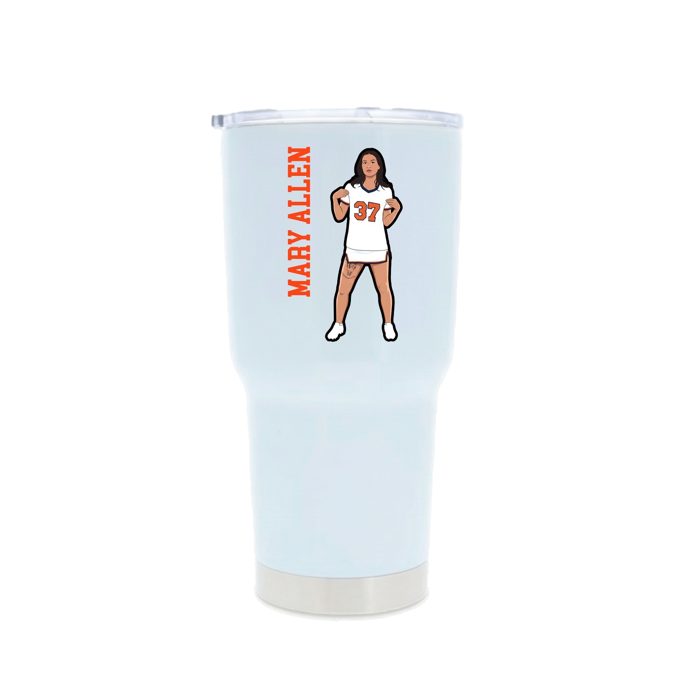 30oz Stainless Steel Tumbler — Name Vertical in White