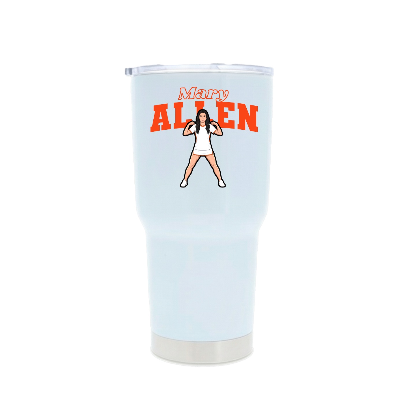 30oz Stainless Steel Tumbler — Name Arch in White