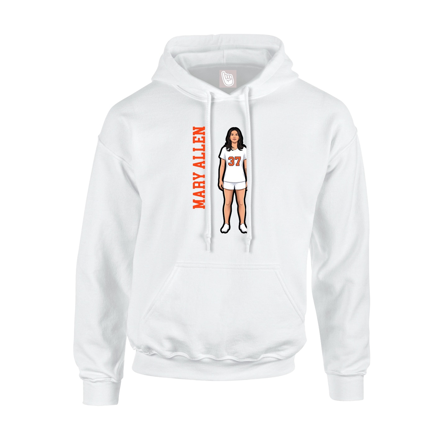 Youth Hoodie — Name Vertical in White