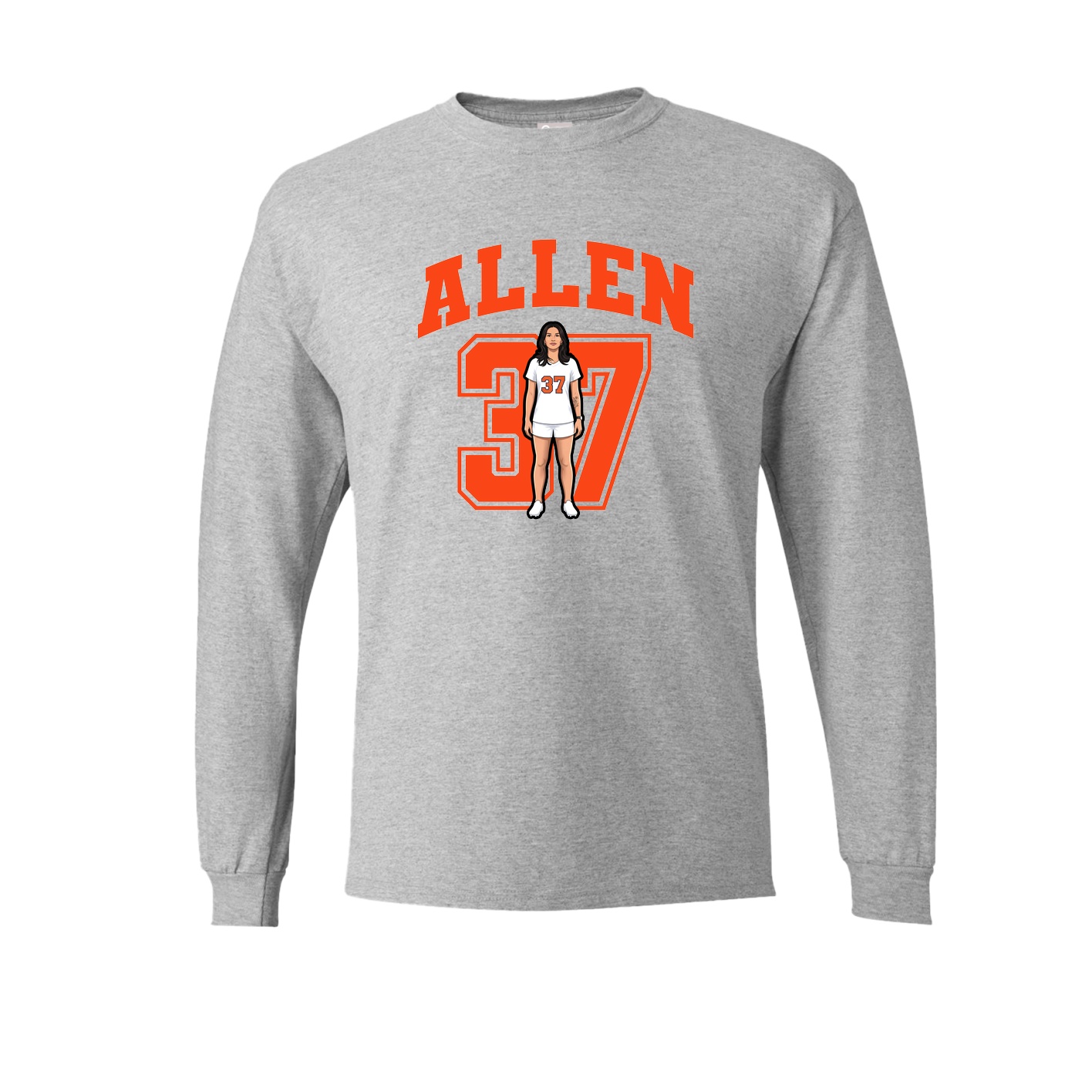 Long Sleeve Tee — Number in Grey