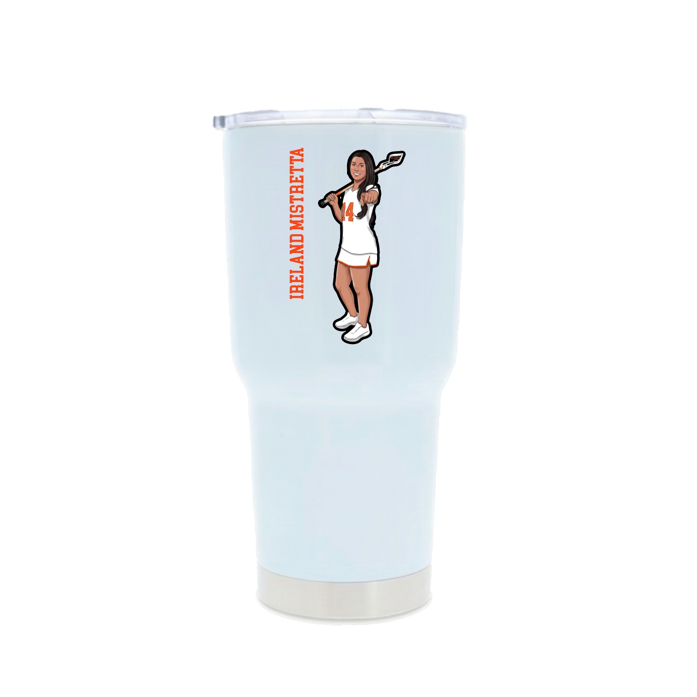 30oz Stainless Steel Tumbler — Name Vertical in White