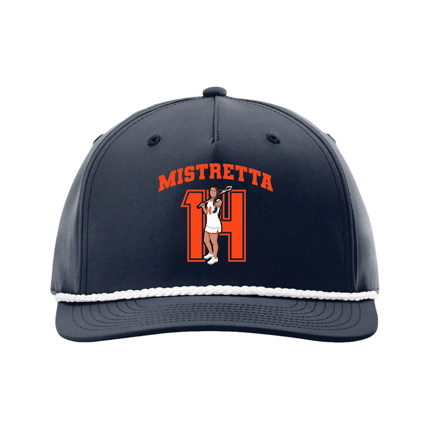Five-Panel Classic Rope Cap — Number in Navy