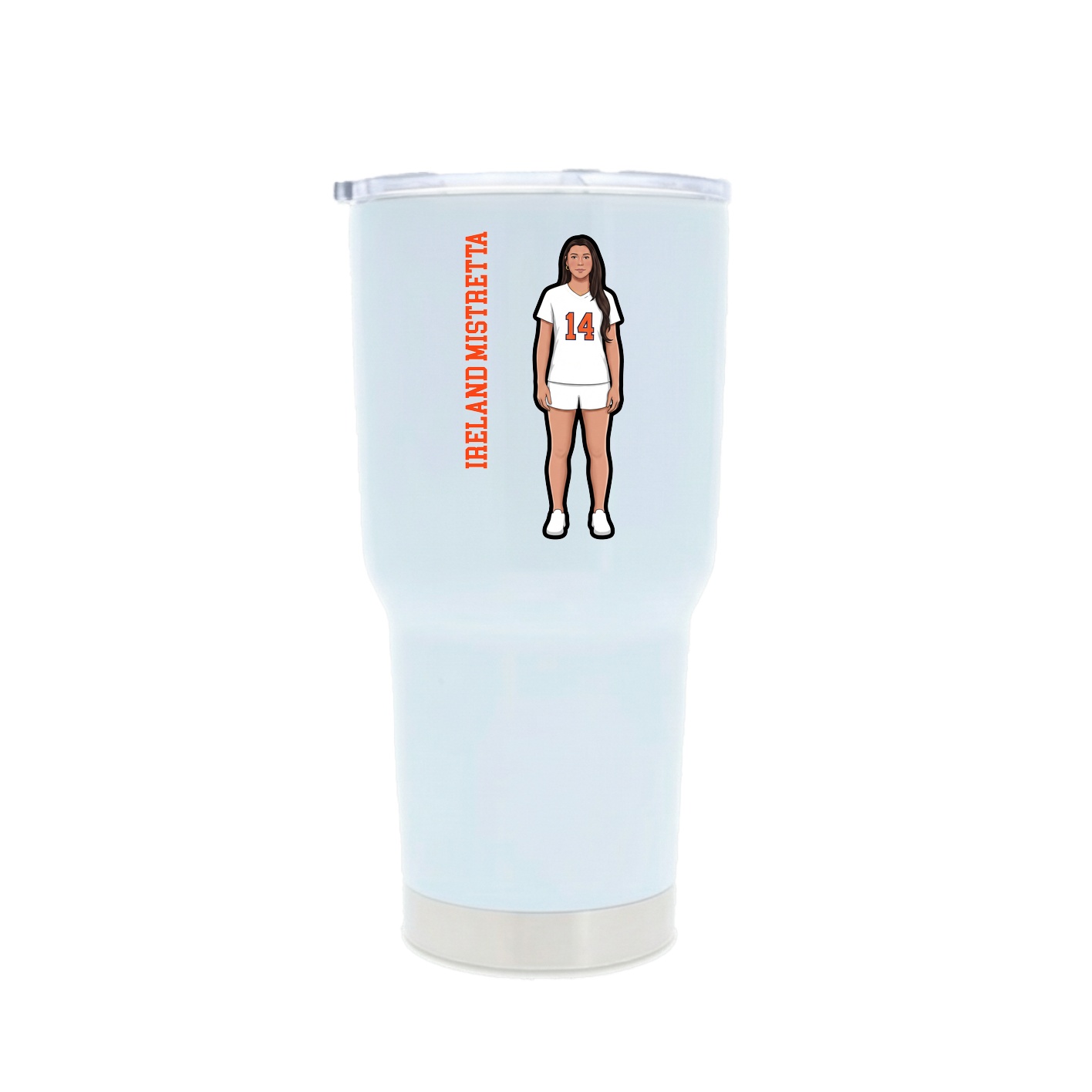 30oz Stainless Steel Tumbler — Name Vertical in White