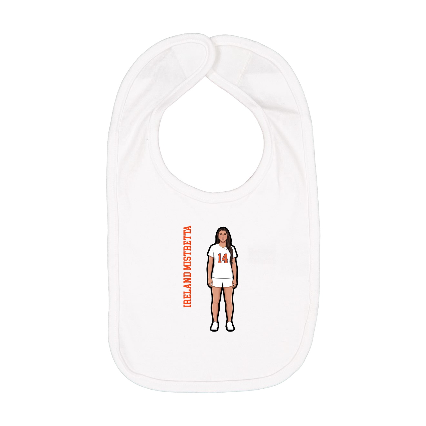 Infant Bib — Name Vertical in White