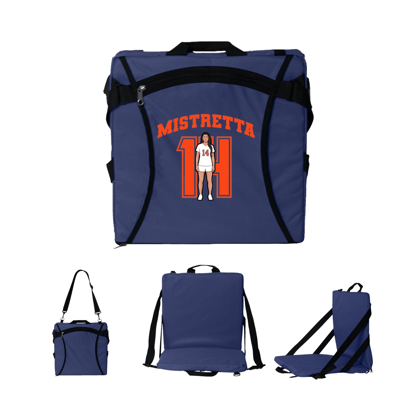 Folding Stadium Seat — Number in Navy