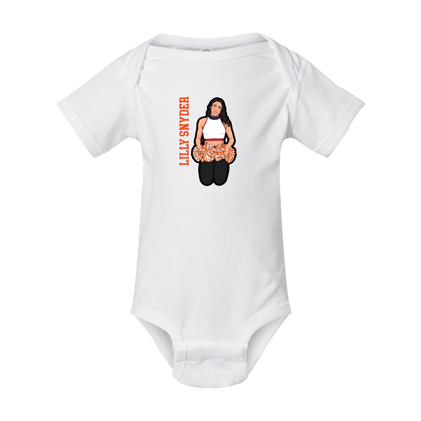 Baby Onesie — Name Vertical in White