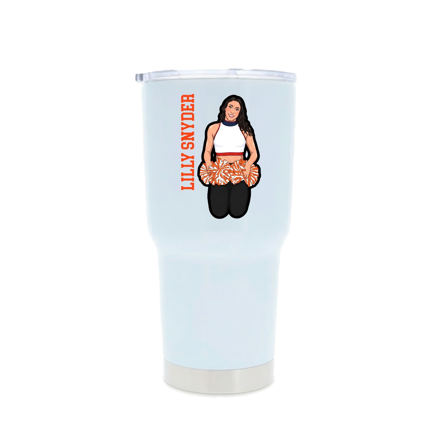 30oz Stainless Steel Tumbler — Name Vertical in White