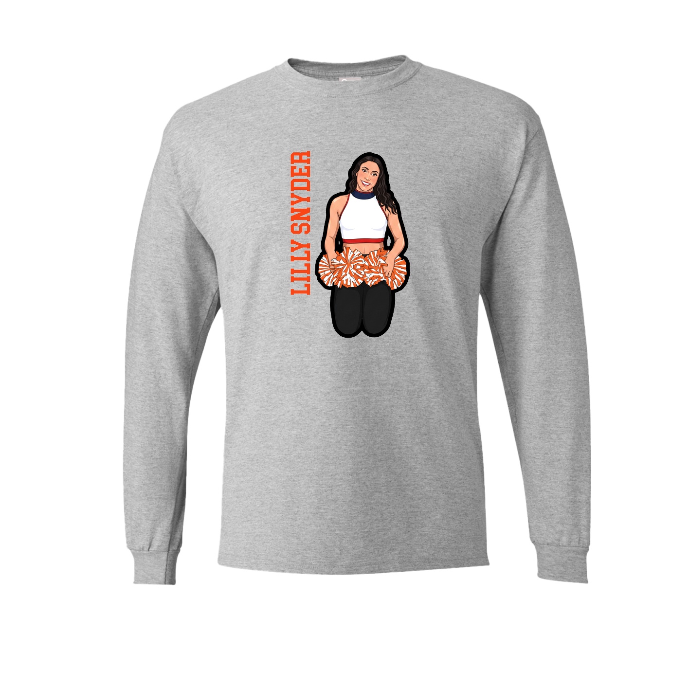 Long Sleeve Tee — Name Vertical in Grey