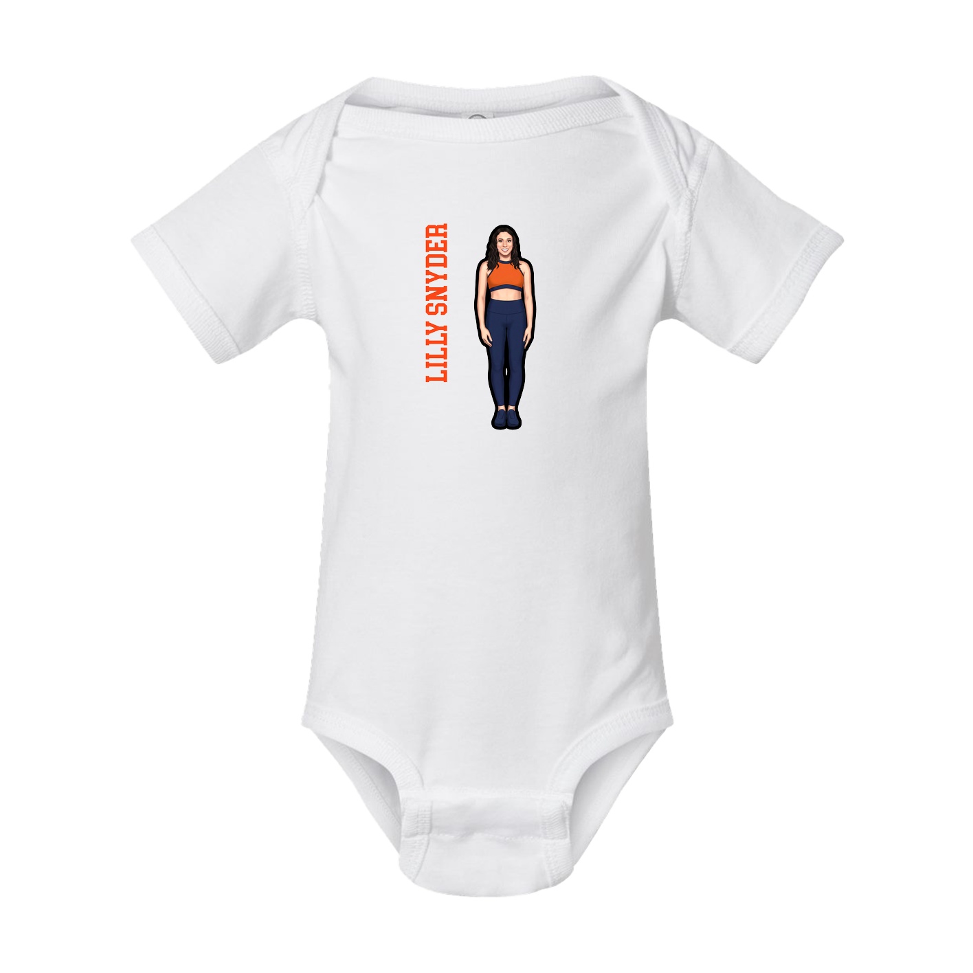Baby Onesie — Name Vertical in White