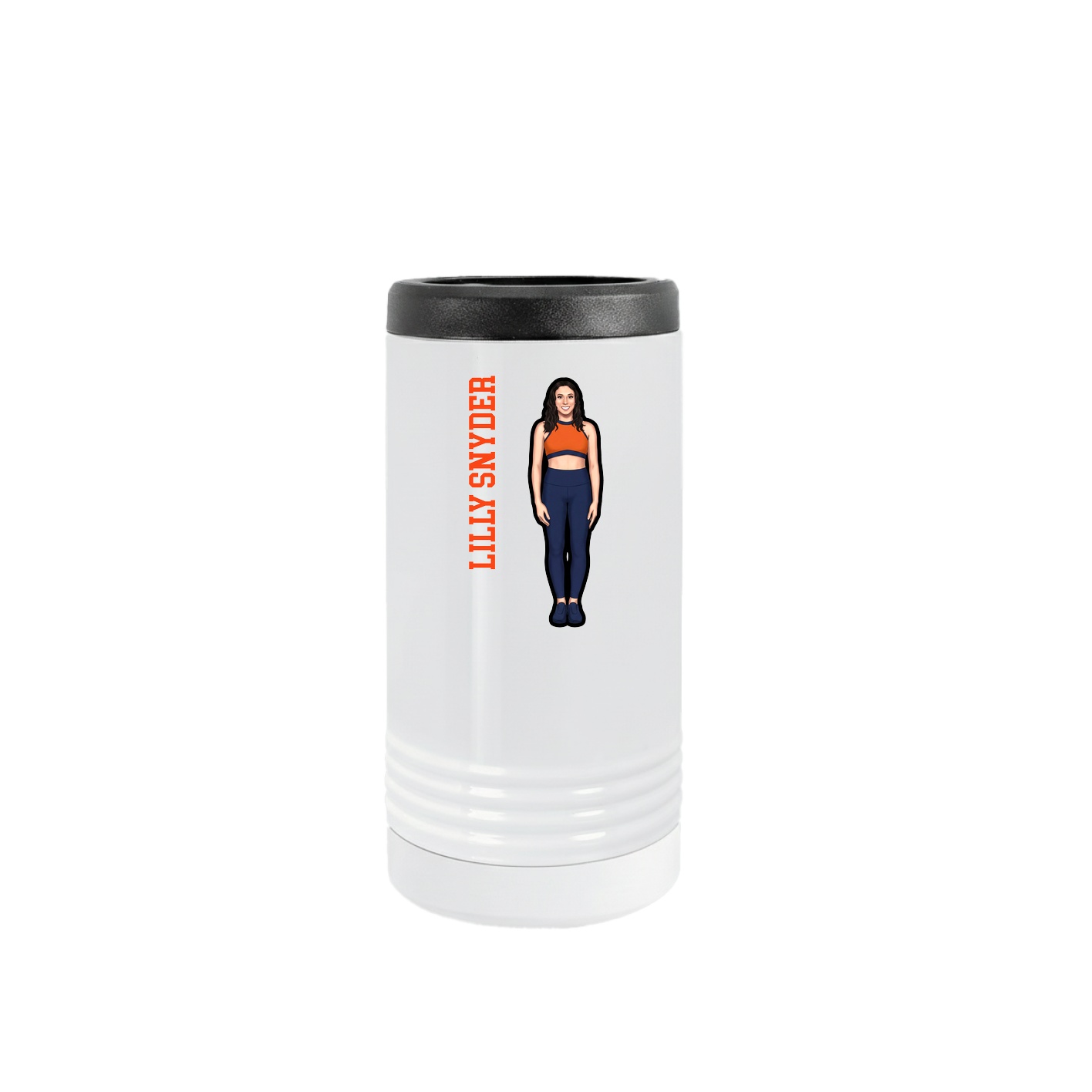 Slim Beverage Holder — Name Vertical in White