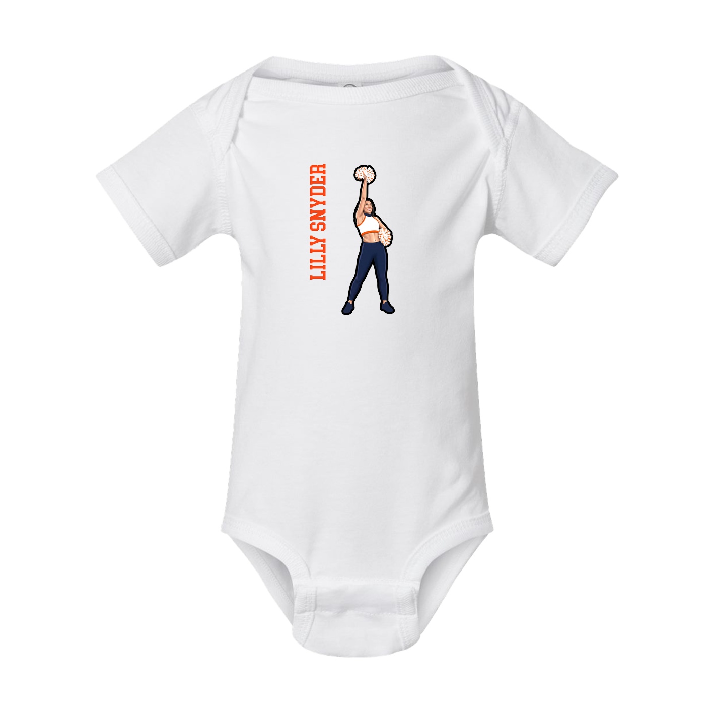 Baby Onesie — Name Vertical in White