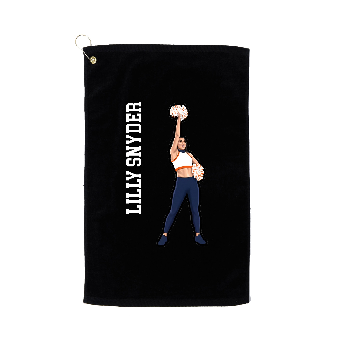 Golf Towel — Name Vertical in Black