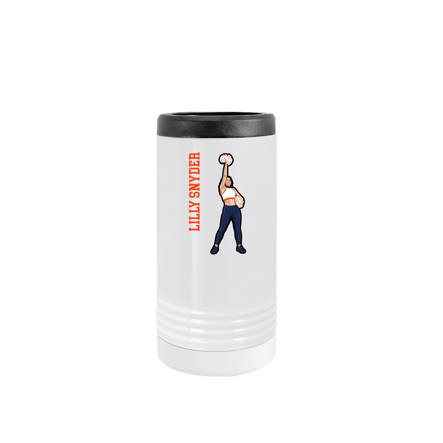 Slim Beverage Holder — Name Vertical in White