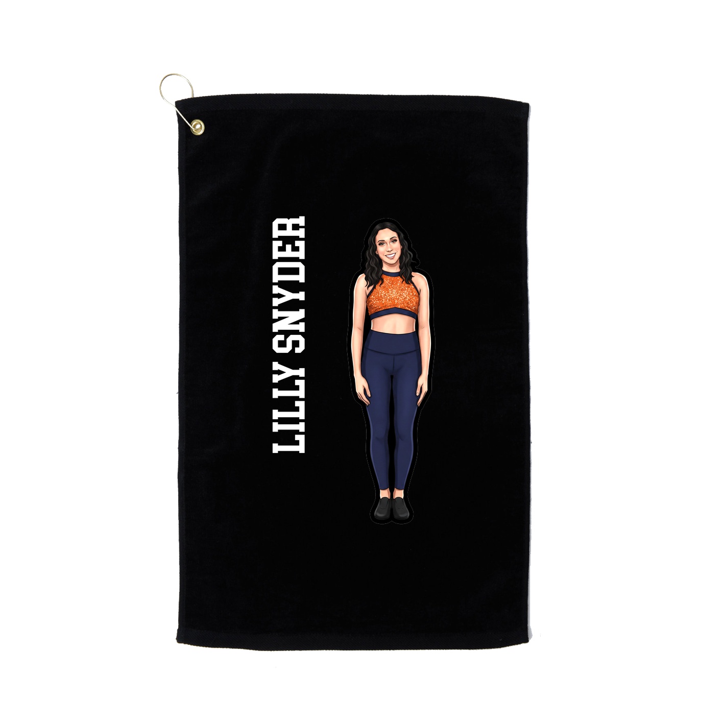 Golf Towel — Name Vertical in Black