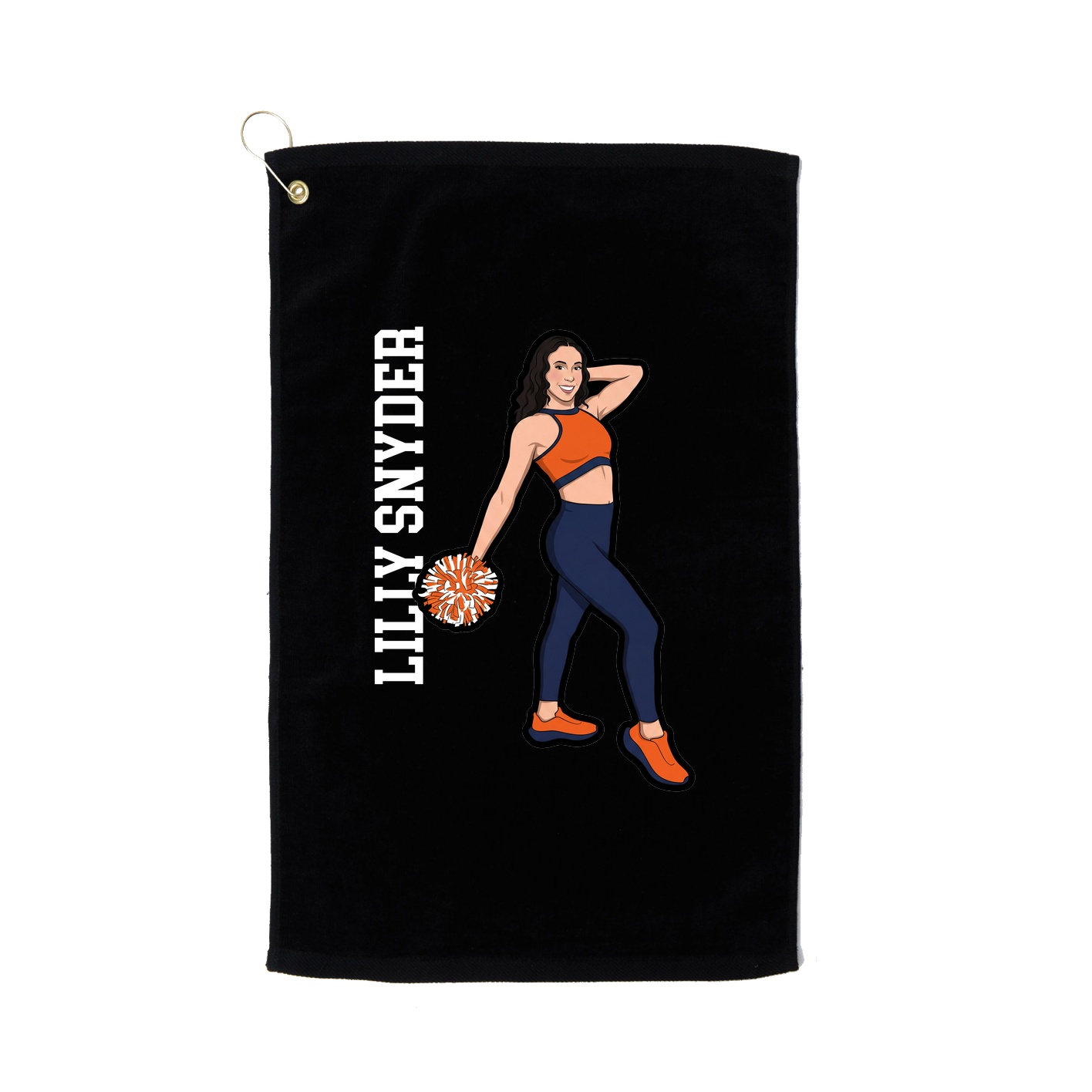 Golf Towel — Name Vertical in Black