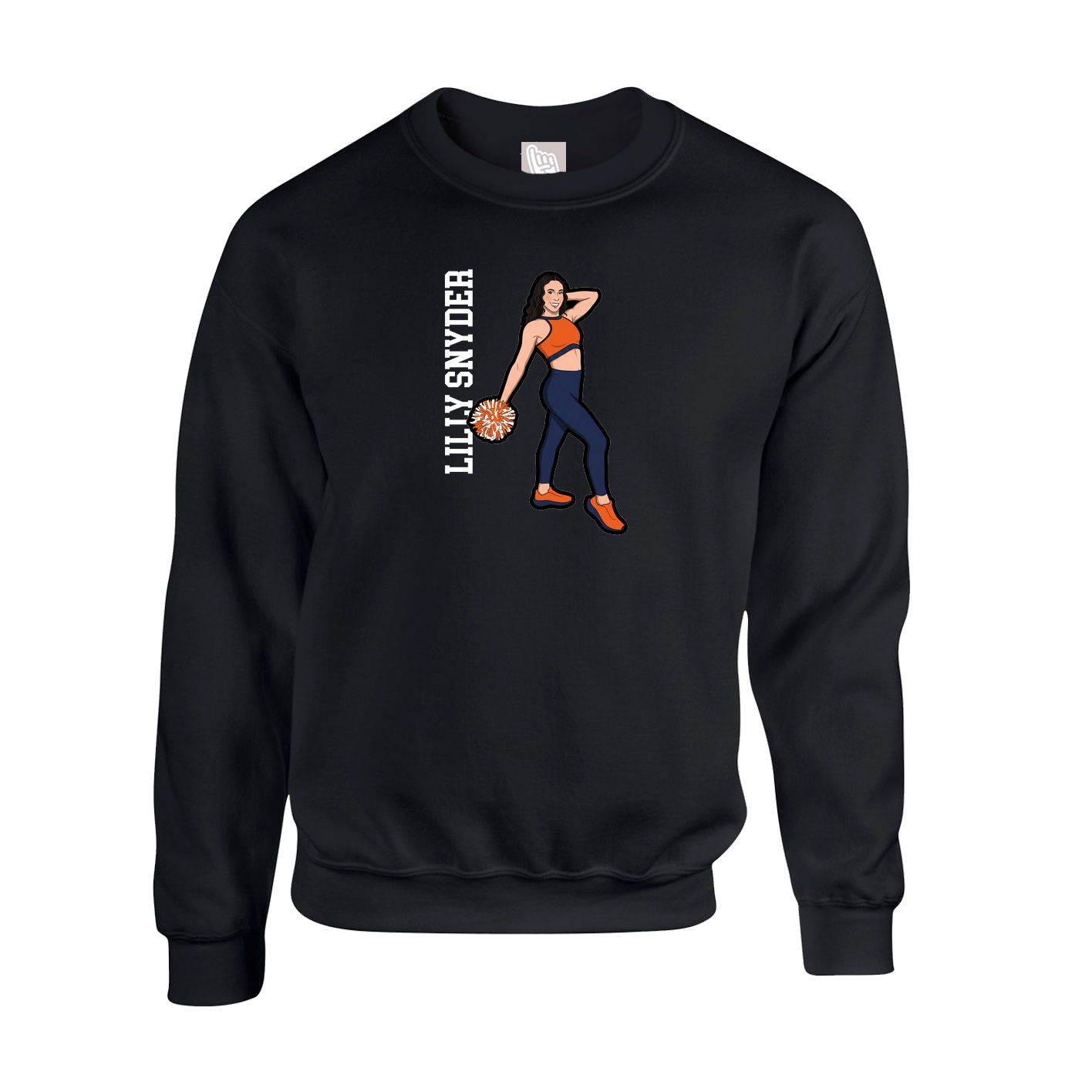Fleece Crew — Name Vertical in Black
