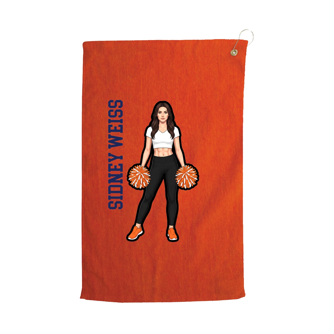 Golf Towel — Name Vertical in Orange