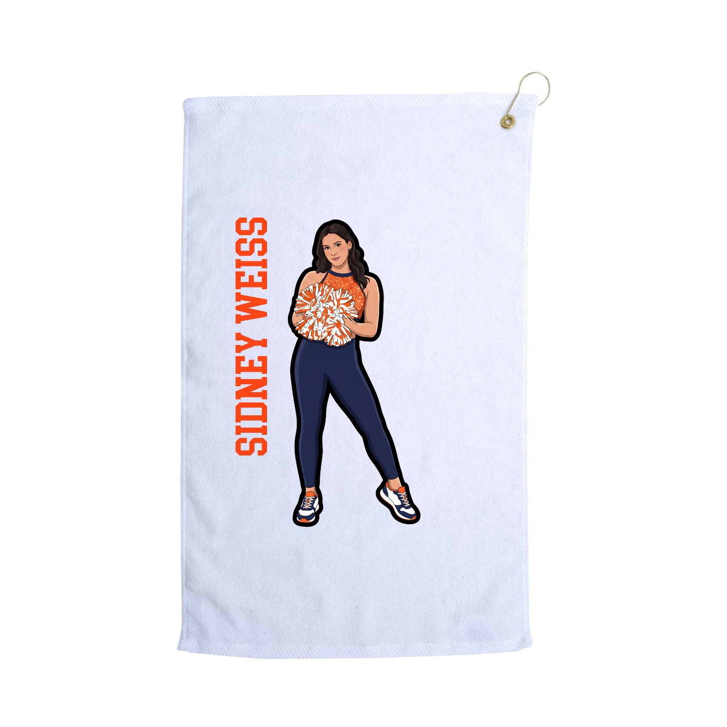 Golf Towel — Name Vertical in White