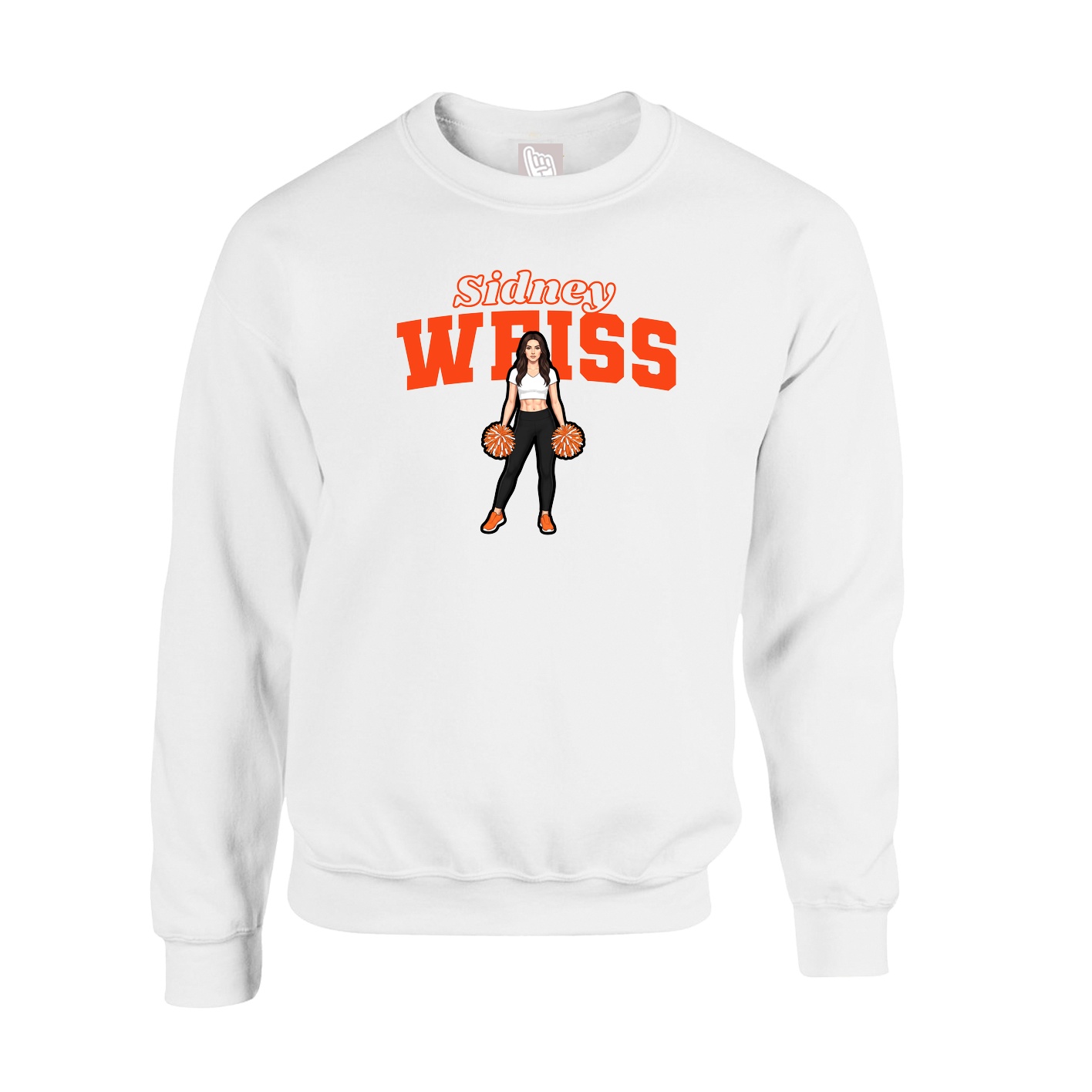 Fleece Crew — Name Arch in White