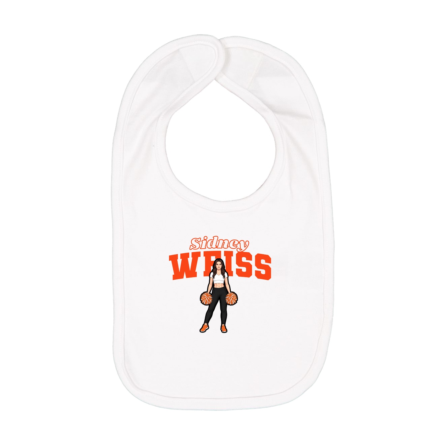 Infant Bib — Name Arch in White