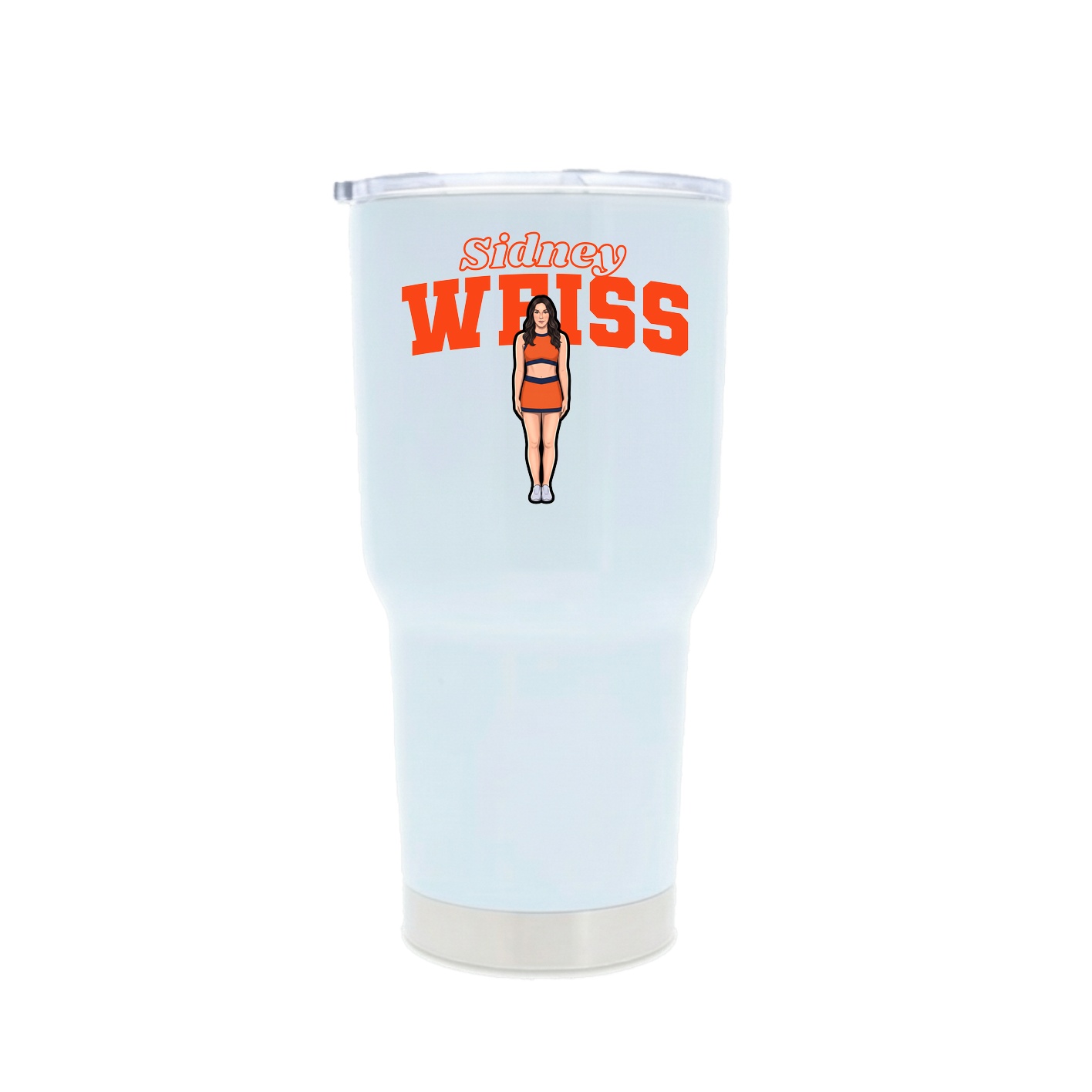 30oz Stainless Steel Tumbler — Name Arch in White