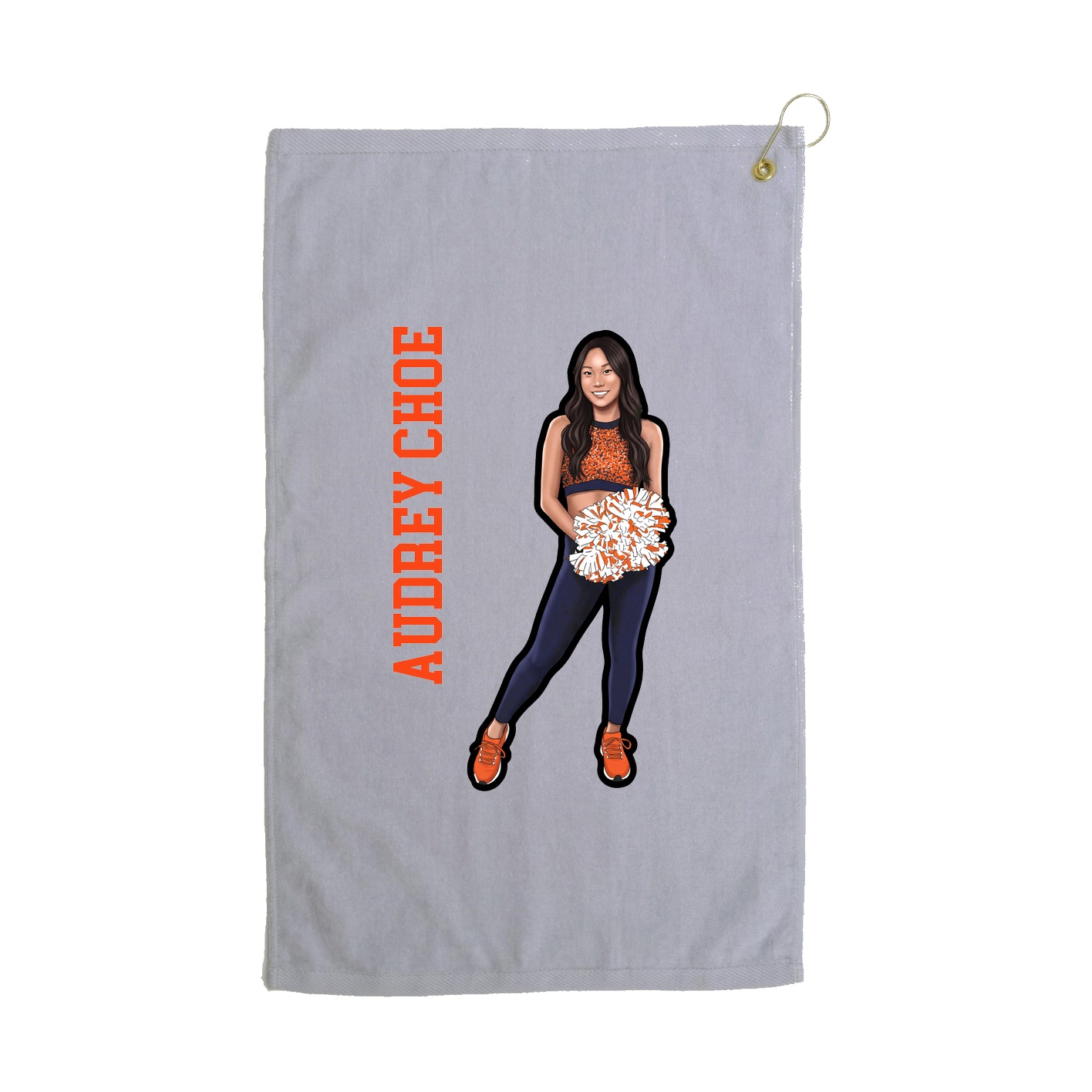 Golf Towel — Name Vertical in Grey