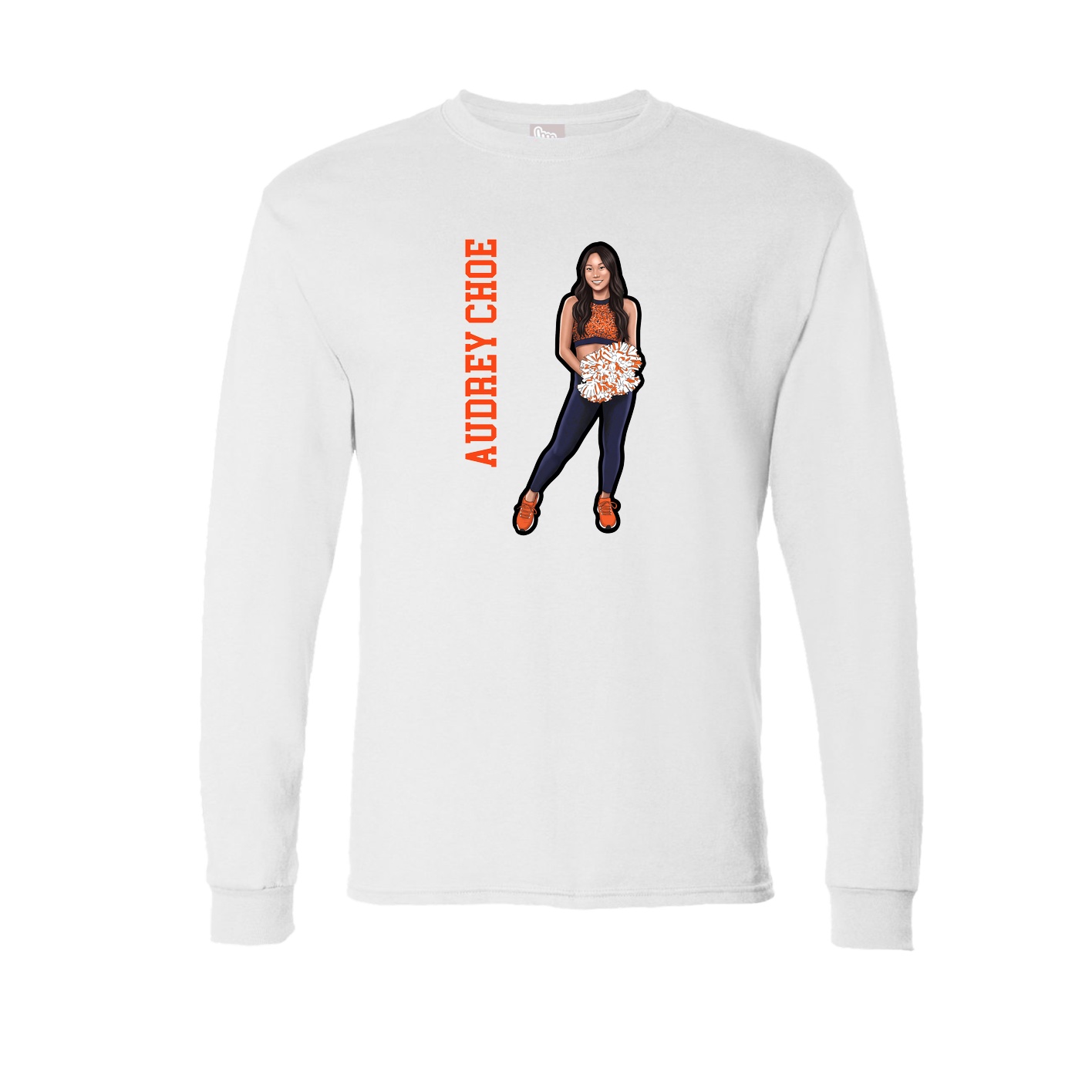 Long Sleeve Tee — Name Vertical in White