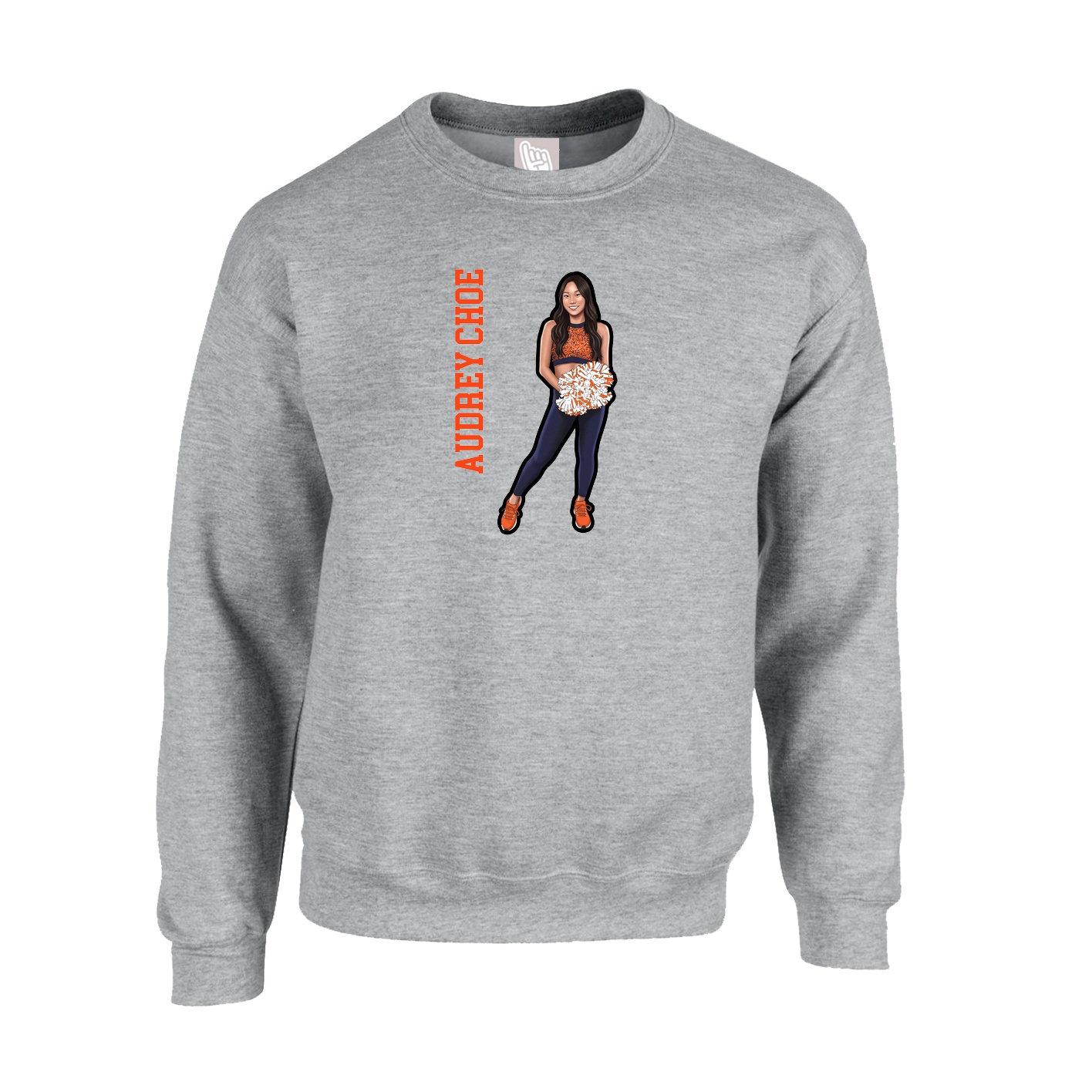 Fleece Crew — Name Vertical in Grey