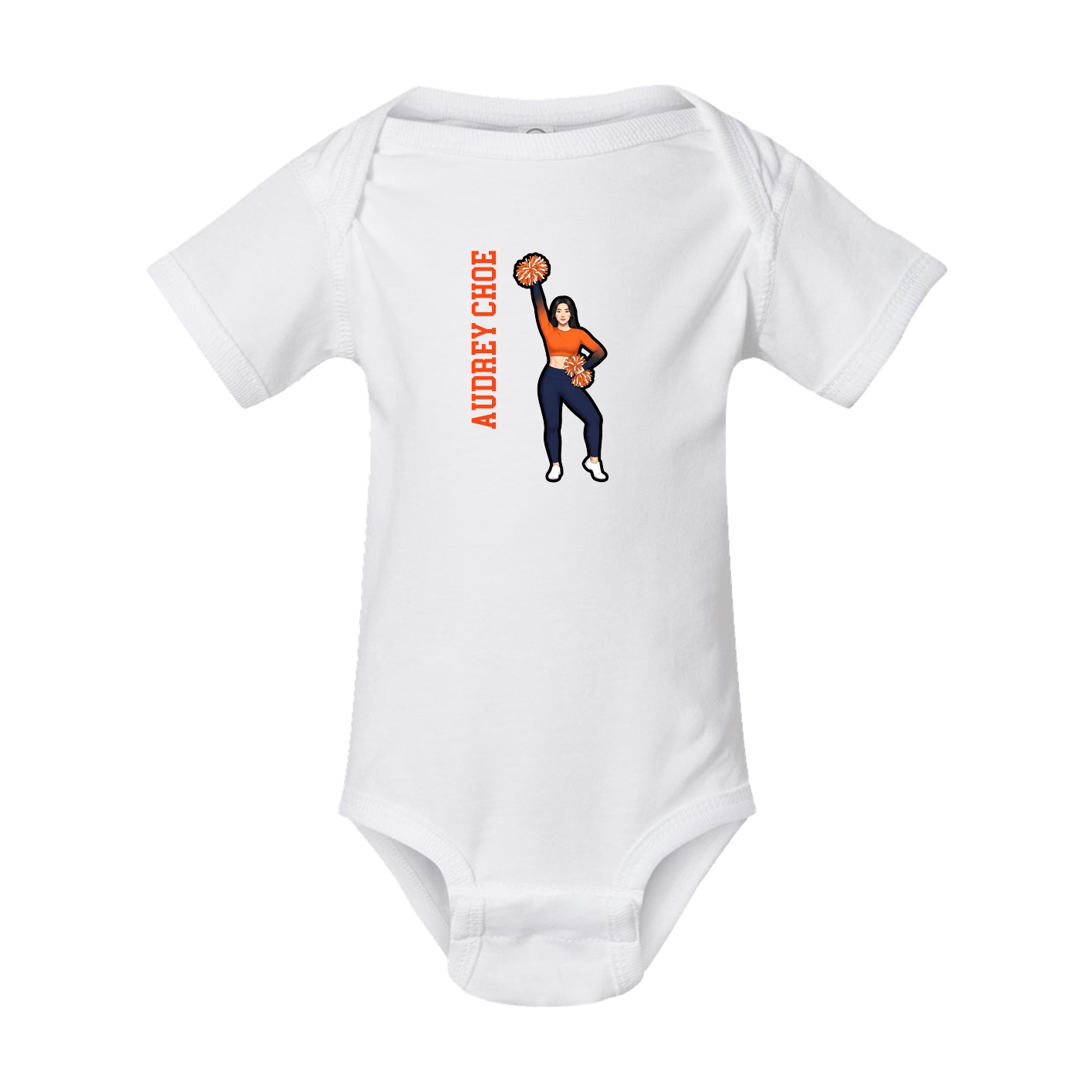 Baby Onesie — Name Vertical in White