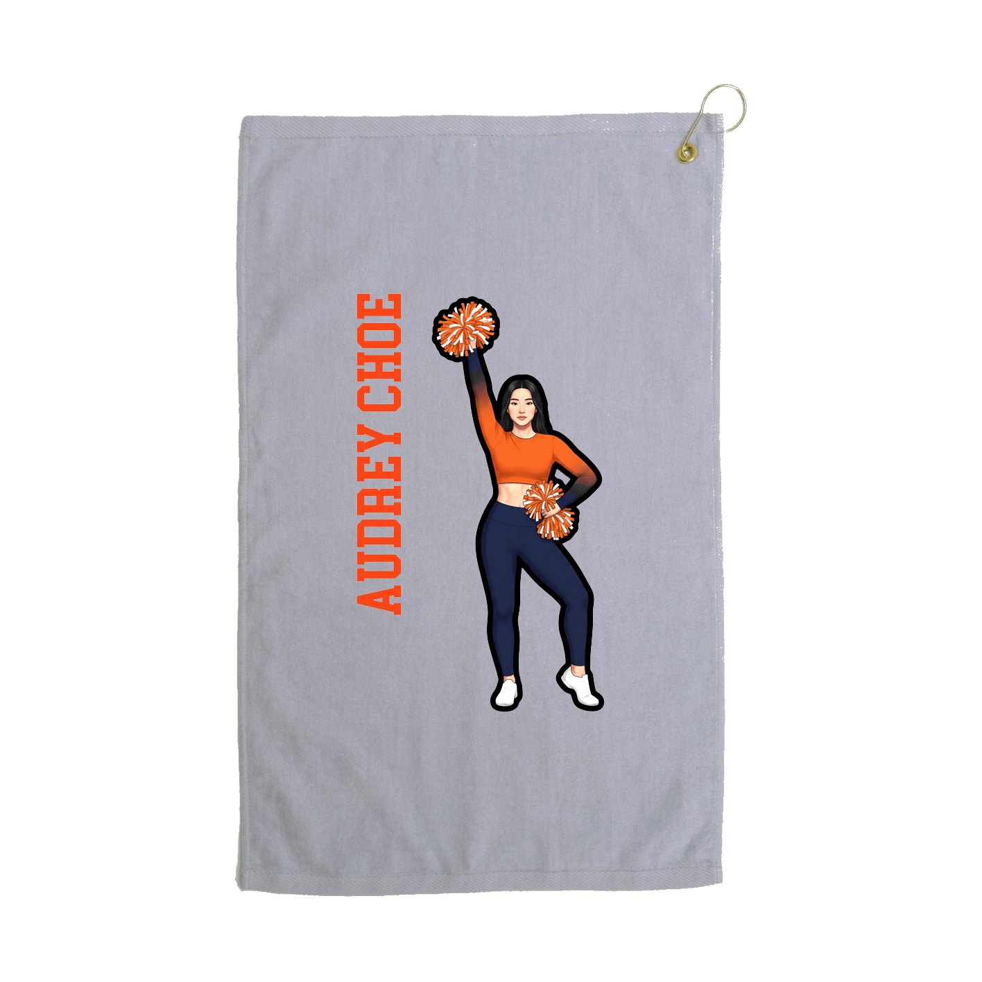 Golf Towel — Name Vertical in Grey