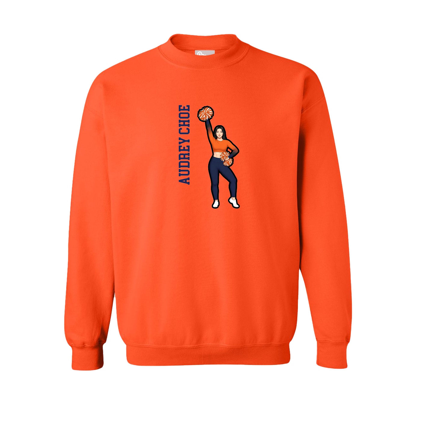 Fleece Crew — Name Vertical in Orange