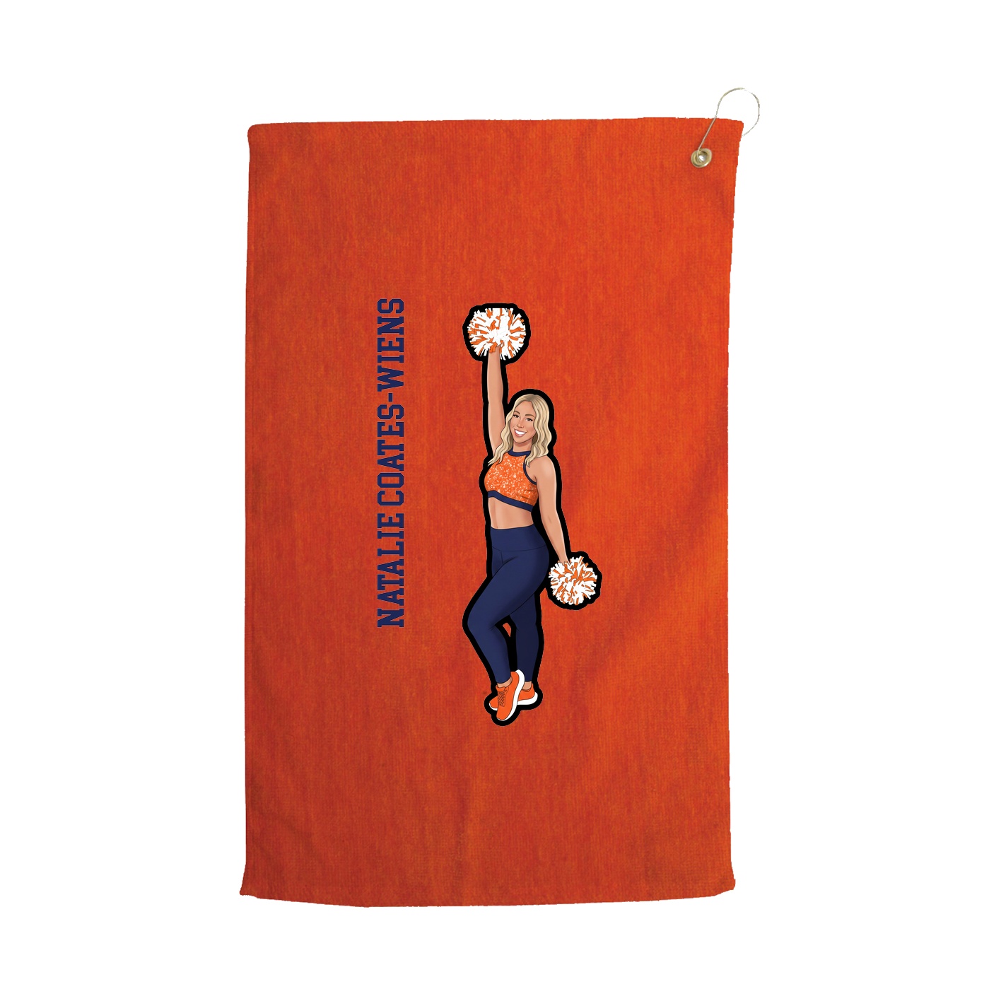 Golf Towel — Name Vertical in Orange