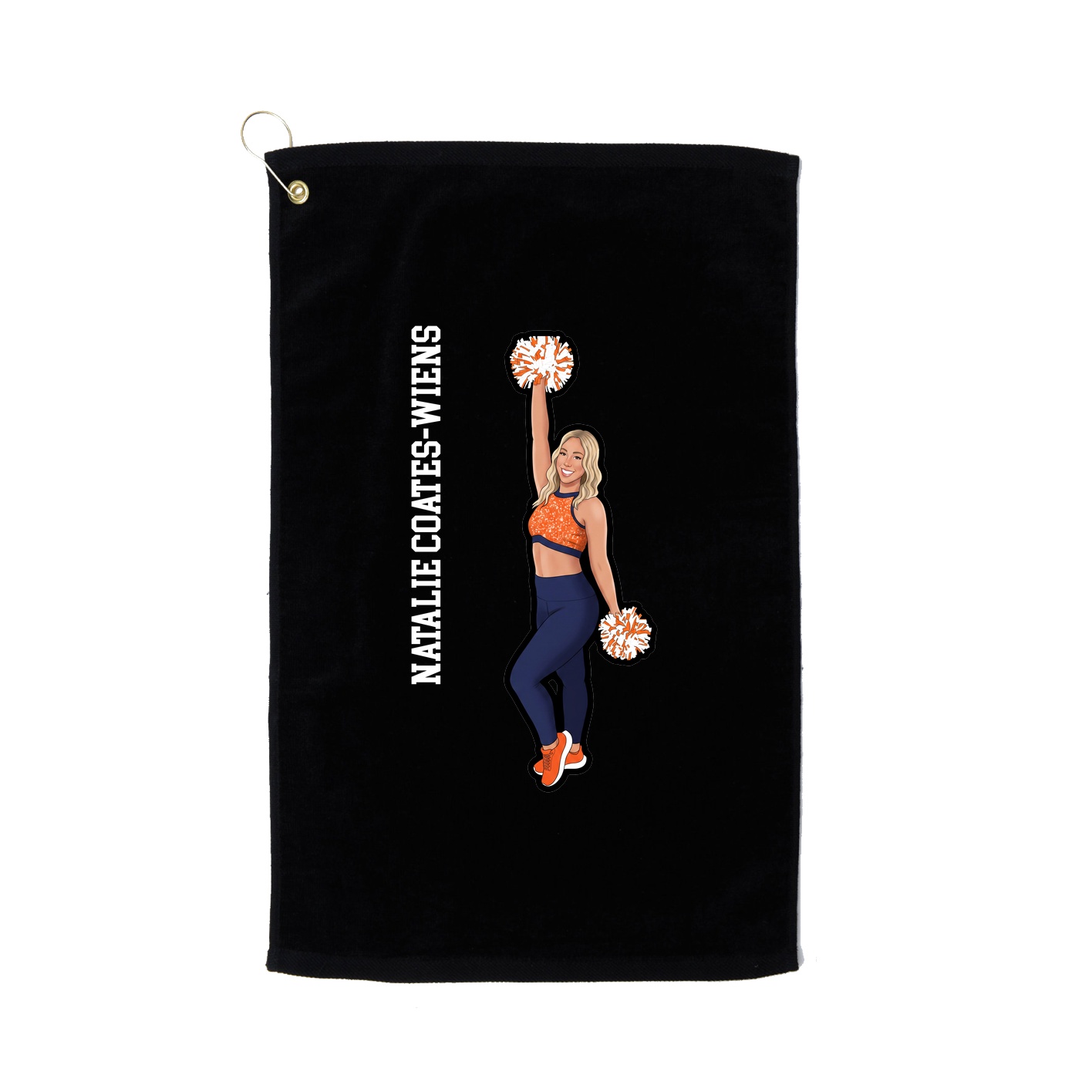 Golf Towel — Name Vertical in Black