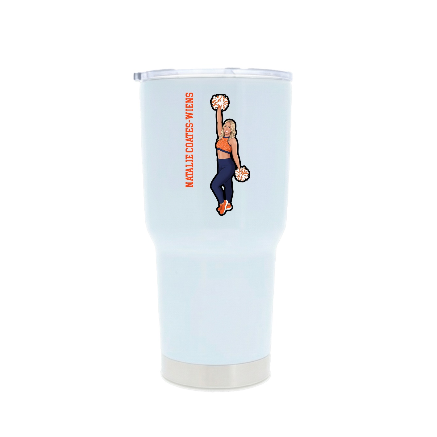 30oz Stainless Steel Tumbler — Name Vertical in White