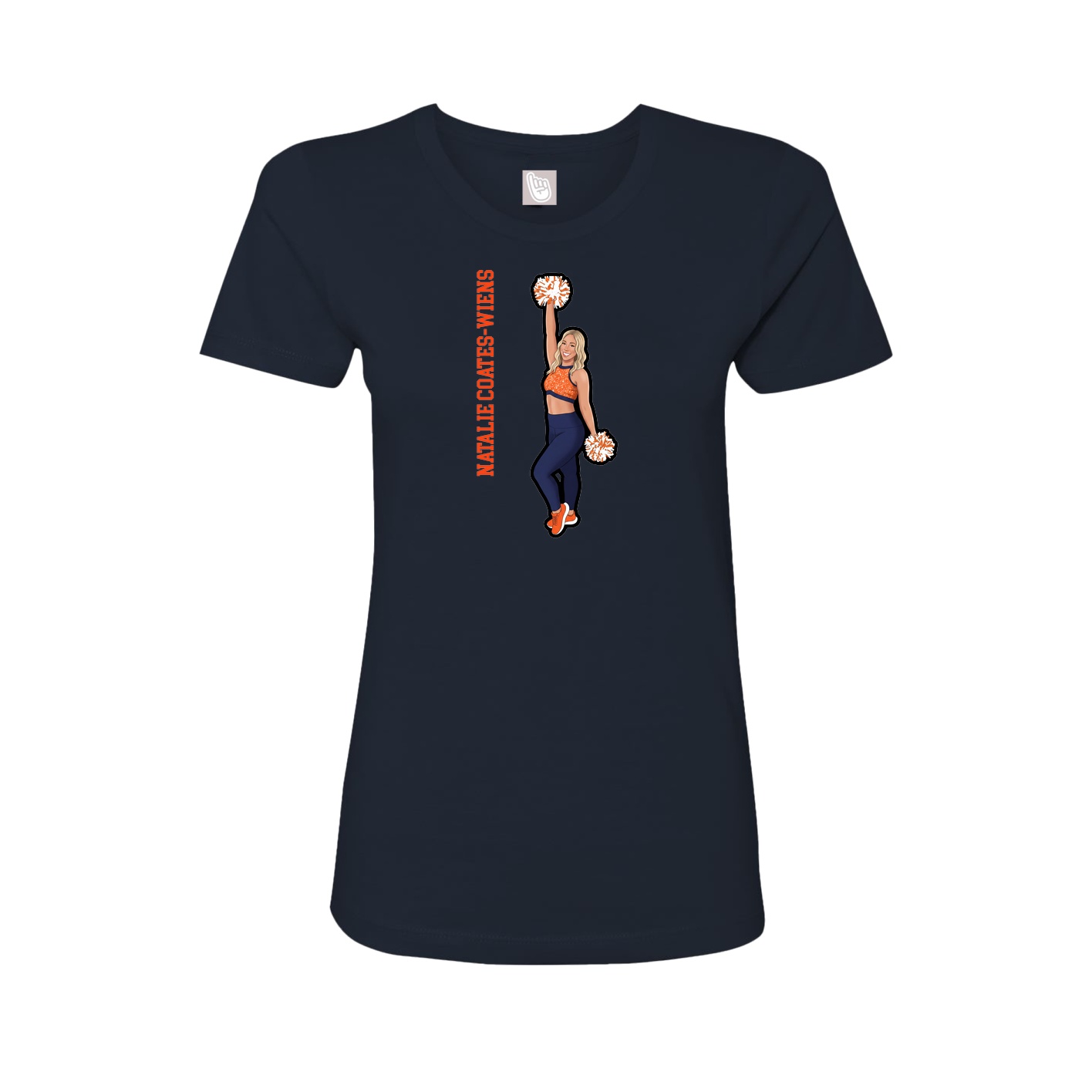 Fitted Women's Tee — Name Vertical in Navy