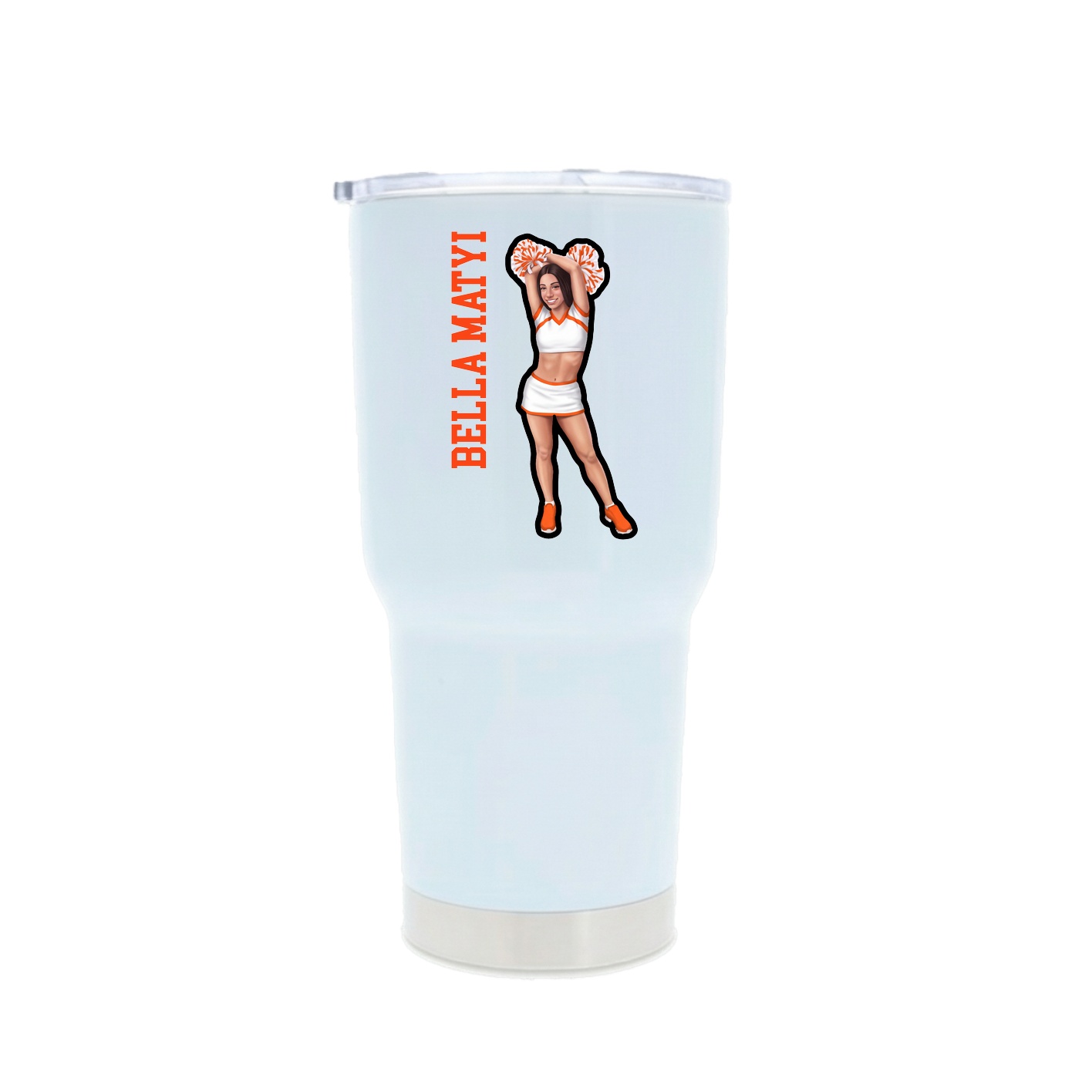 30oz Stainless Steel Tumbler — Name Vertical in White