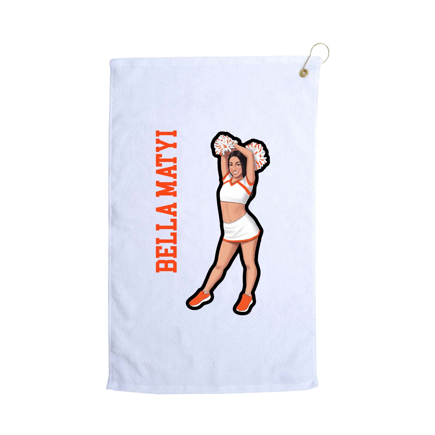 Golf Towel — Name Vertical in White