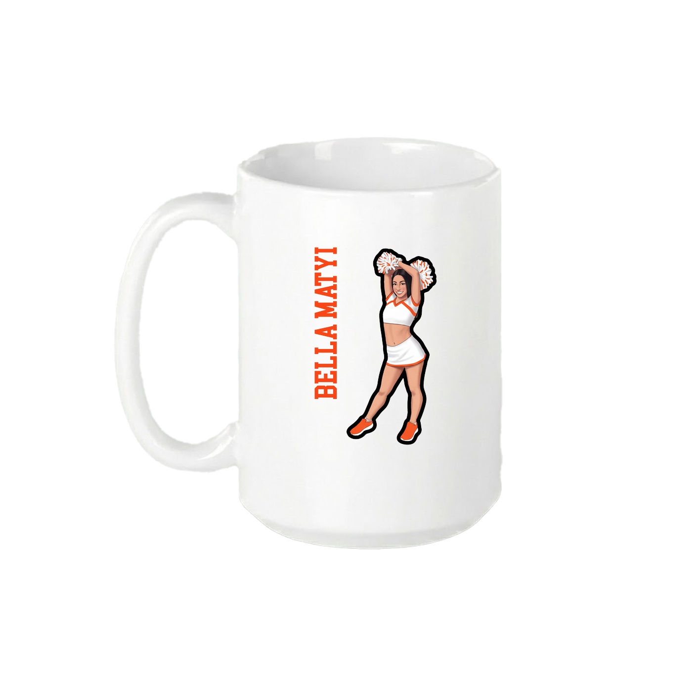 15oz Coffee Mug — Name Vertical in White