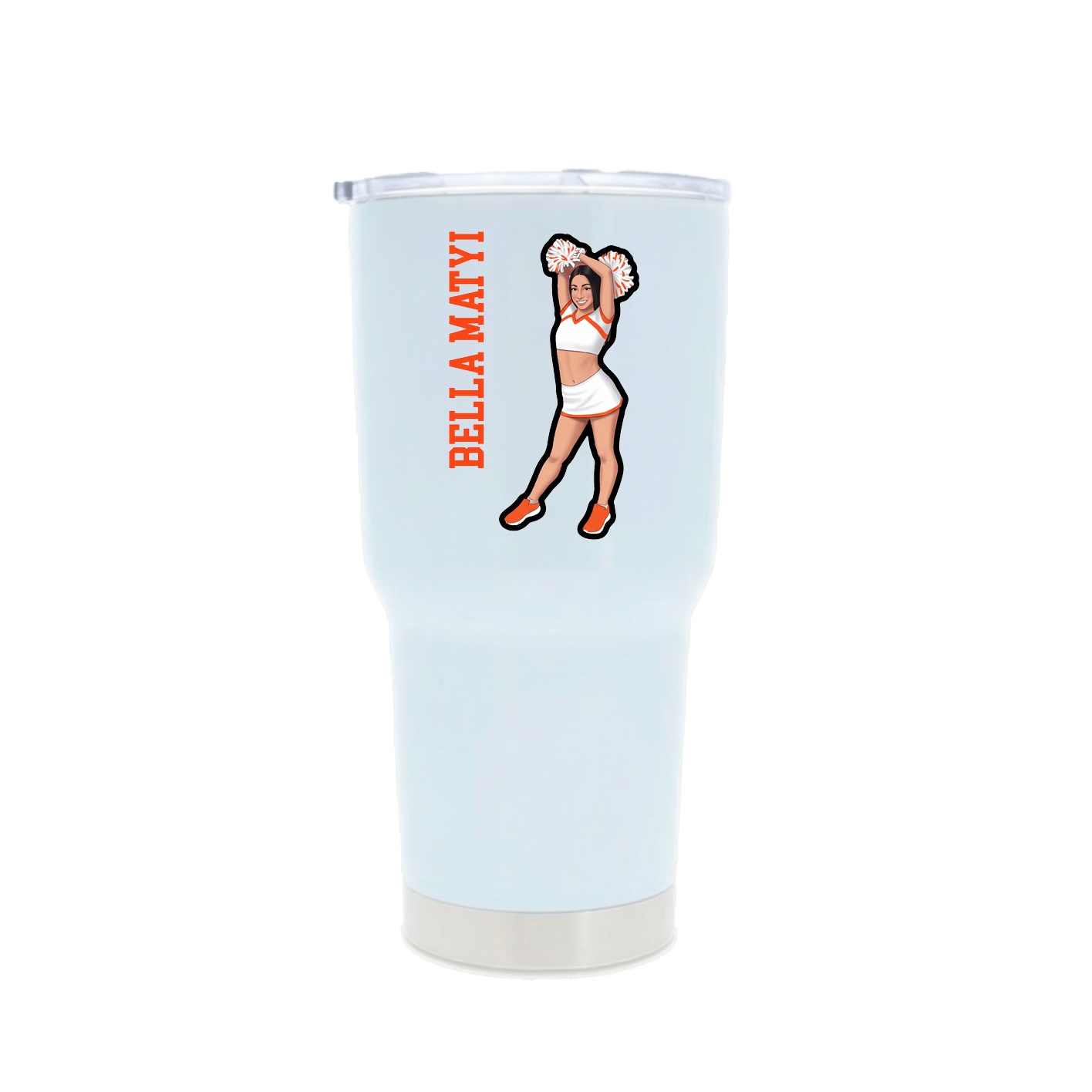 30oz Stainless Steel Tumbler — Name Vertical in White