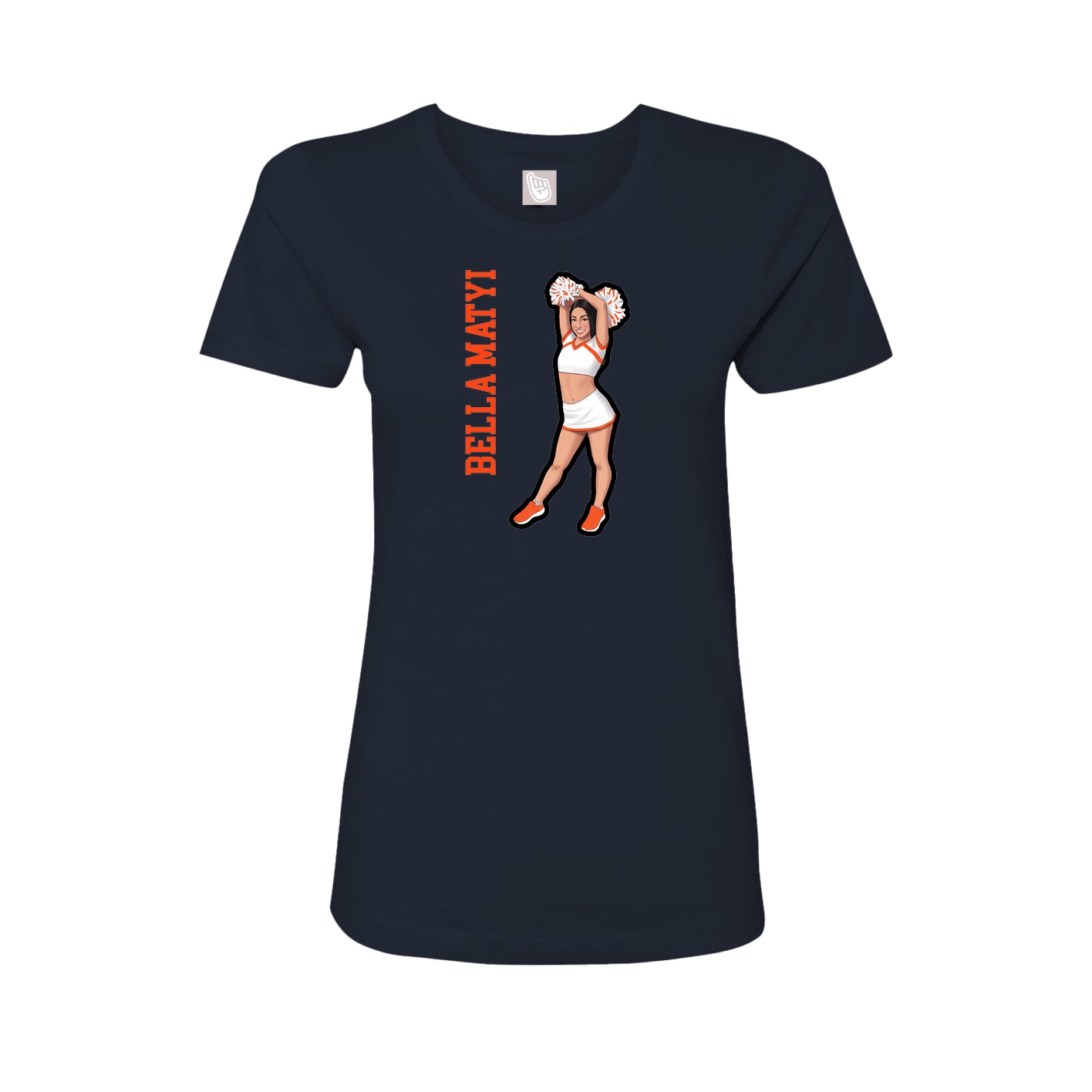 Fitted Women's Tee — Name Vertical in Navy