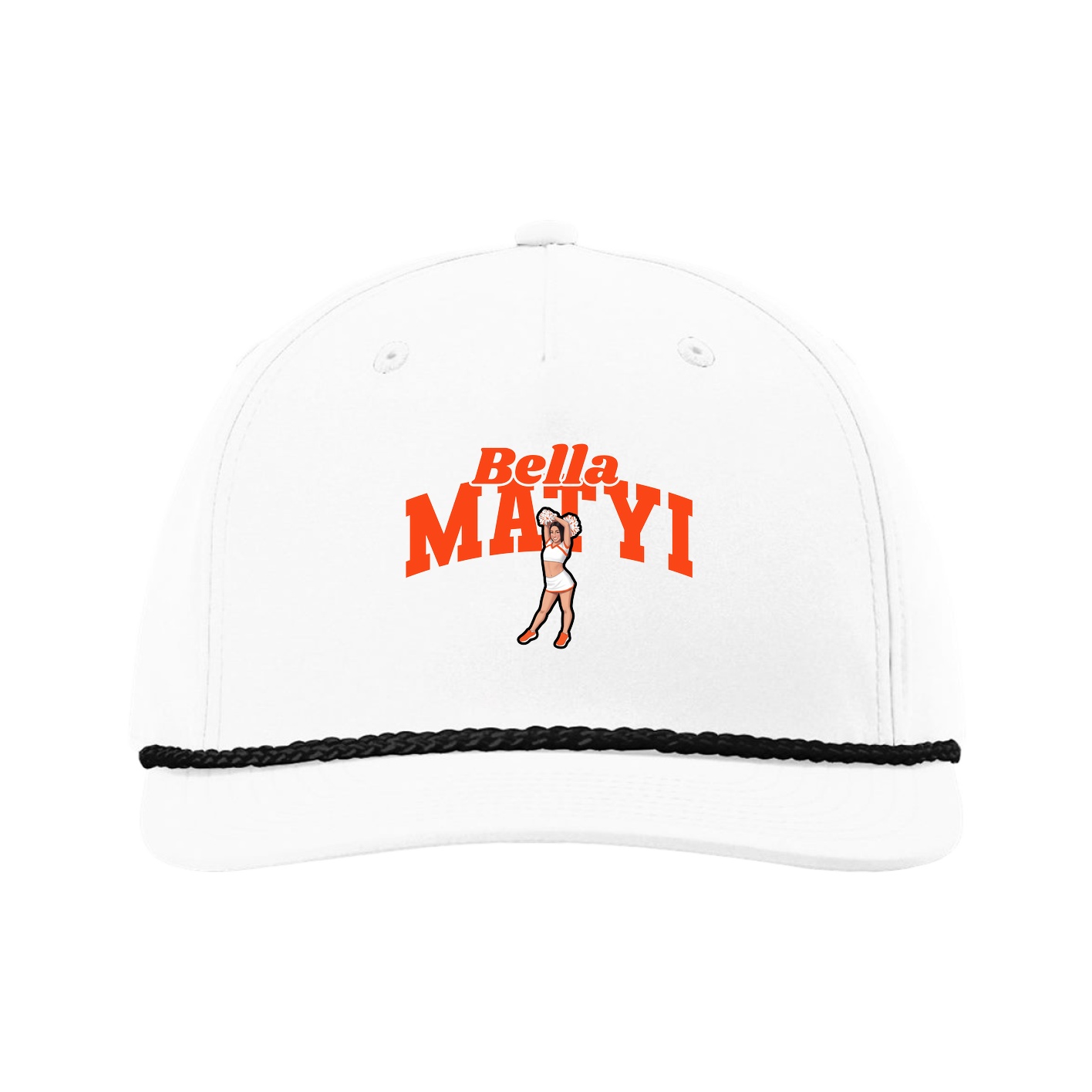 Five-Panel Classic Rope Cap — Signature Arch in White
