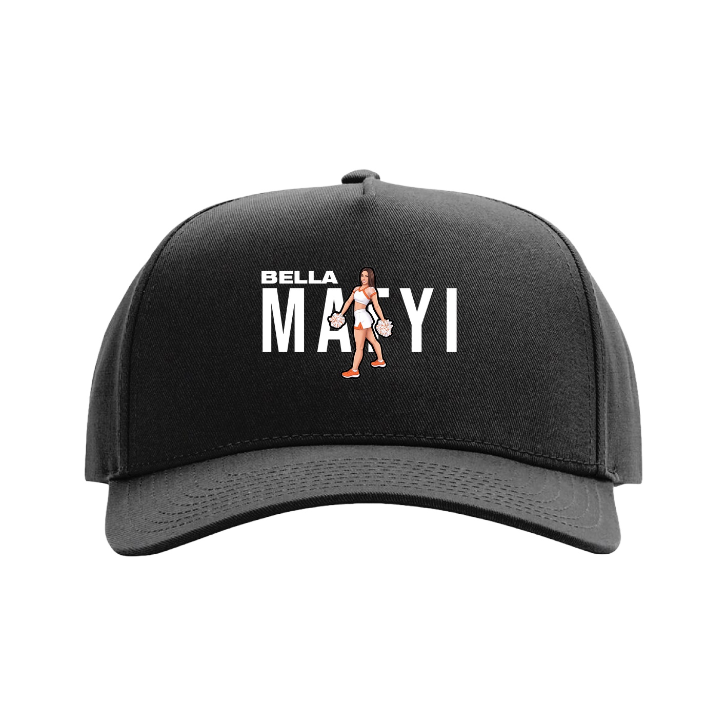 Full Fabric Five-Panel Champ Cap — Player Name in Black
