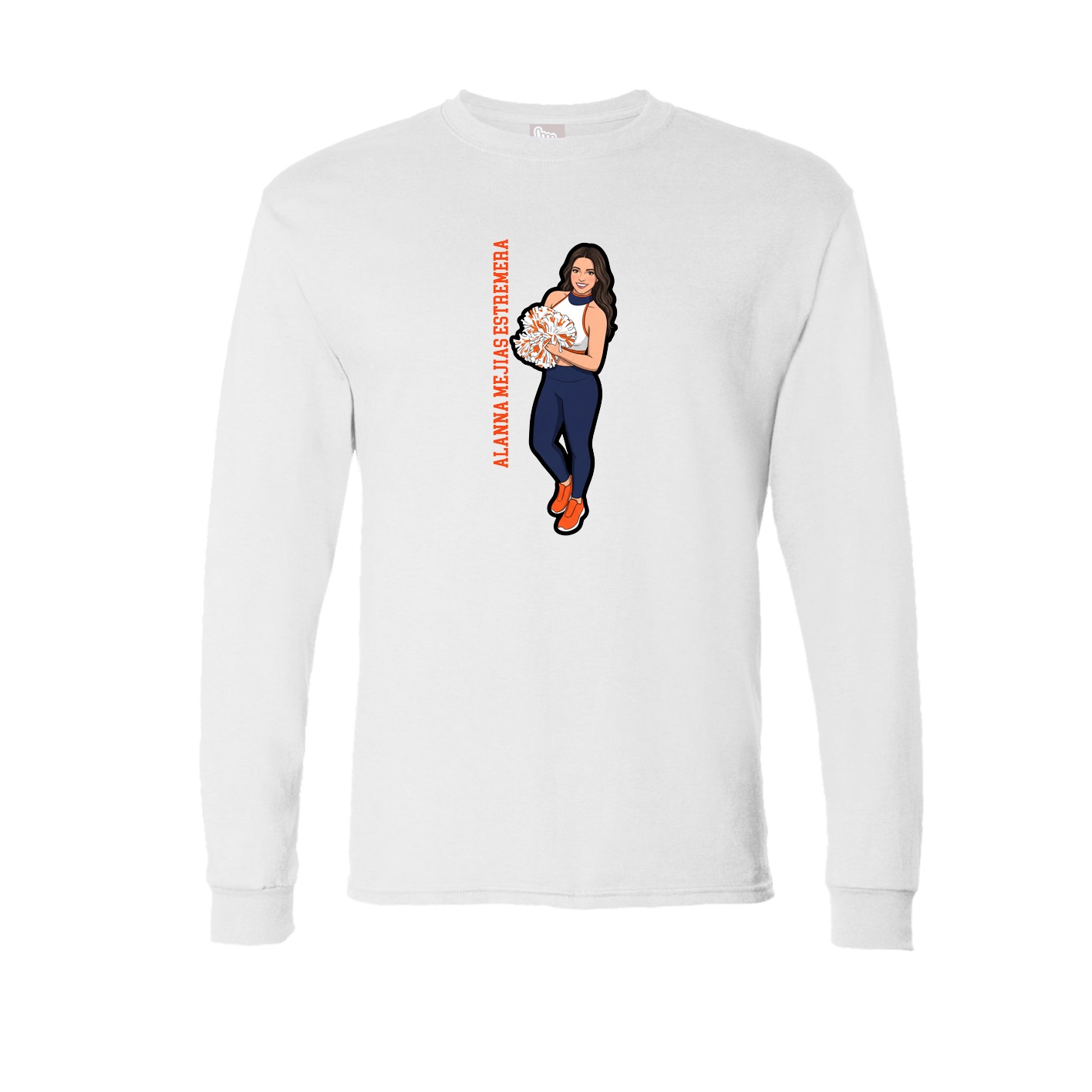 Long Sleeve Tee — Name Vertical in White